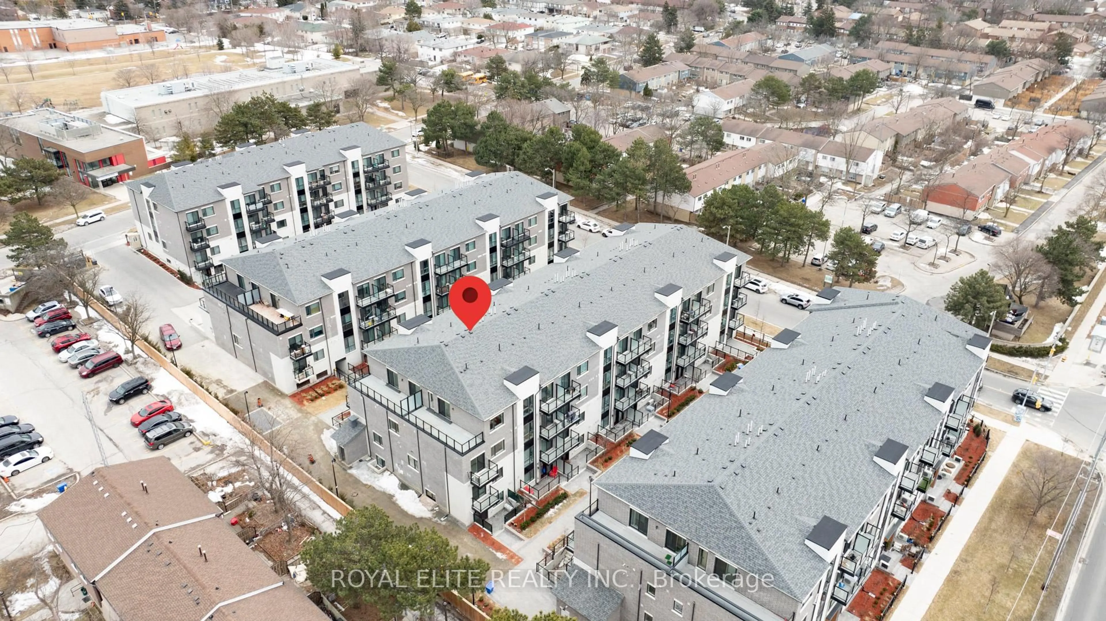 A pic from outside/outdoor area/front of a property/back of a property/a pic from drone, city buildings view from balcony for 50 Morecambe Gate #B308, Toronto Ontario M1W 0A9