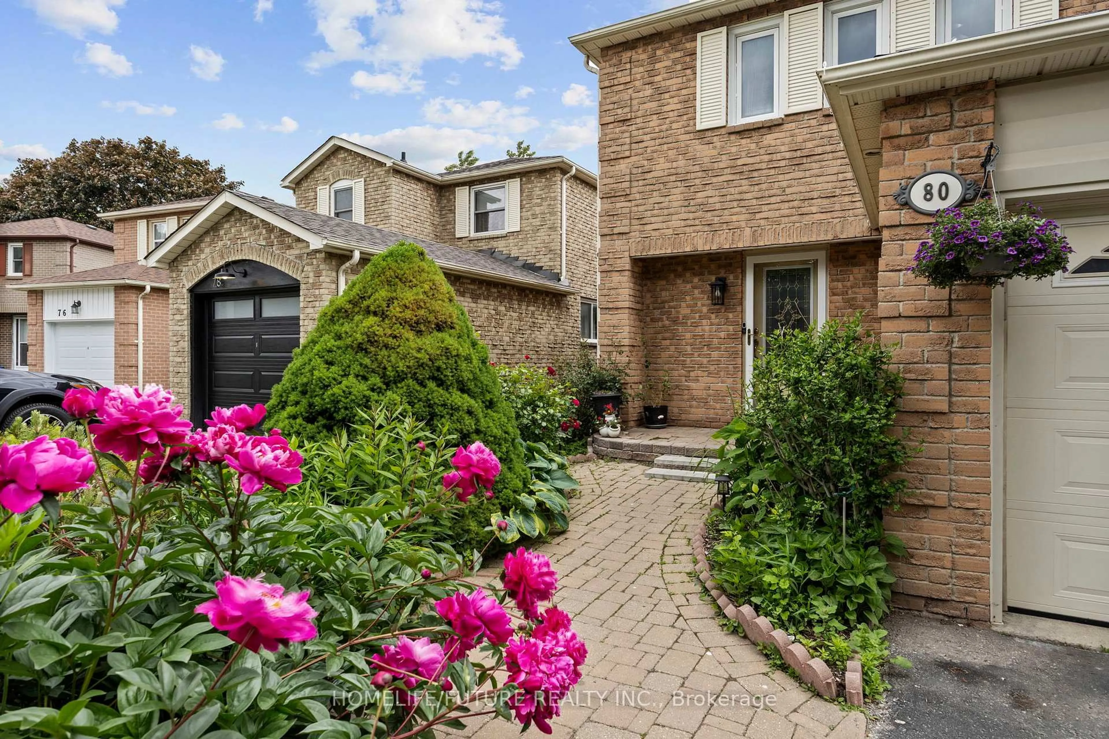 Home with brick exterior material, street for 80 Chatfield Dr, Ajax Ontario L1T 2J9