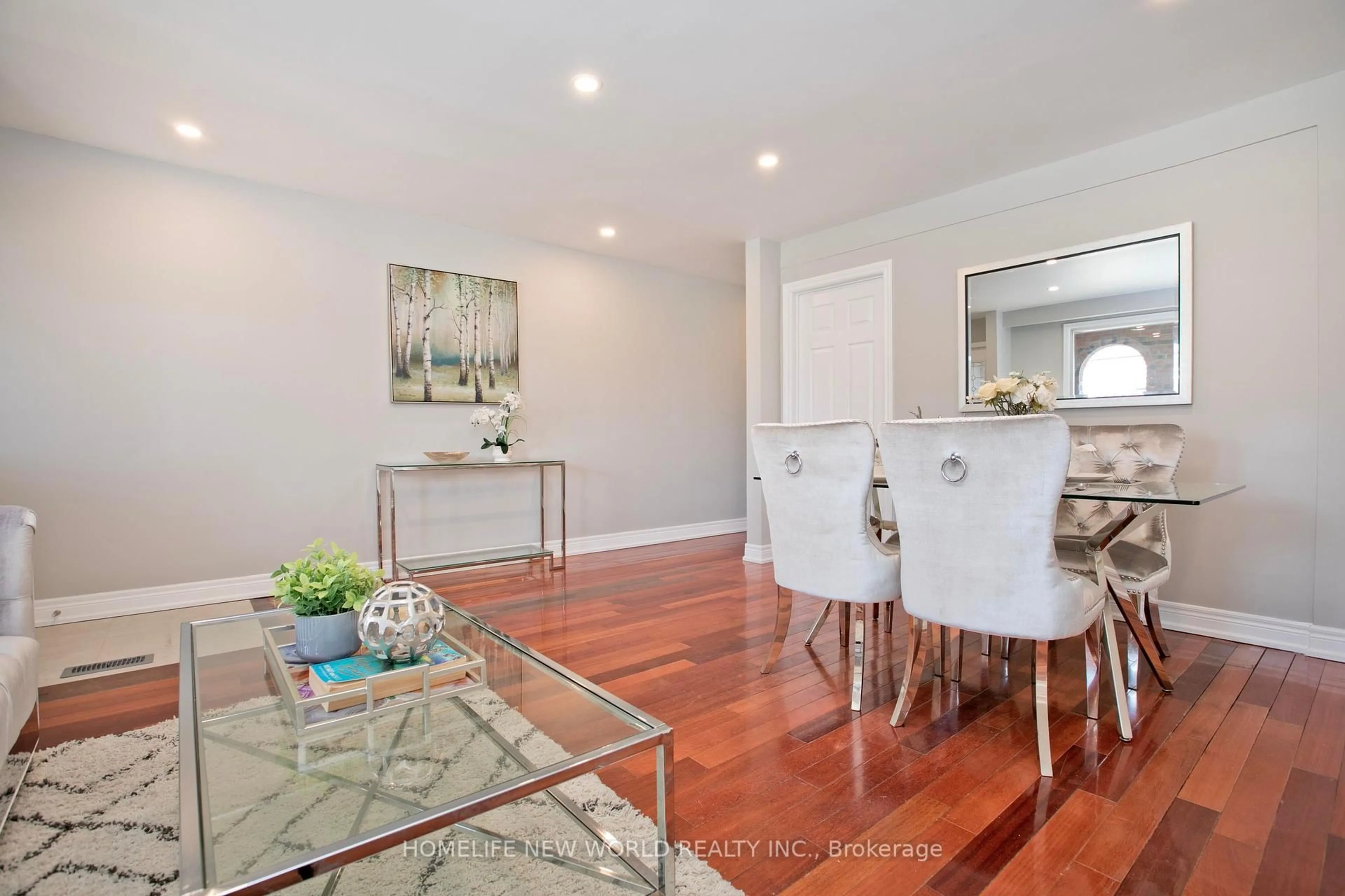 Dining room, wood/laminate floor for 3 Moira Ave, Toronto Ontario M1K 1B5