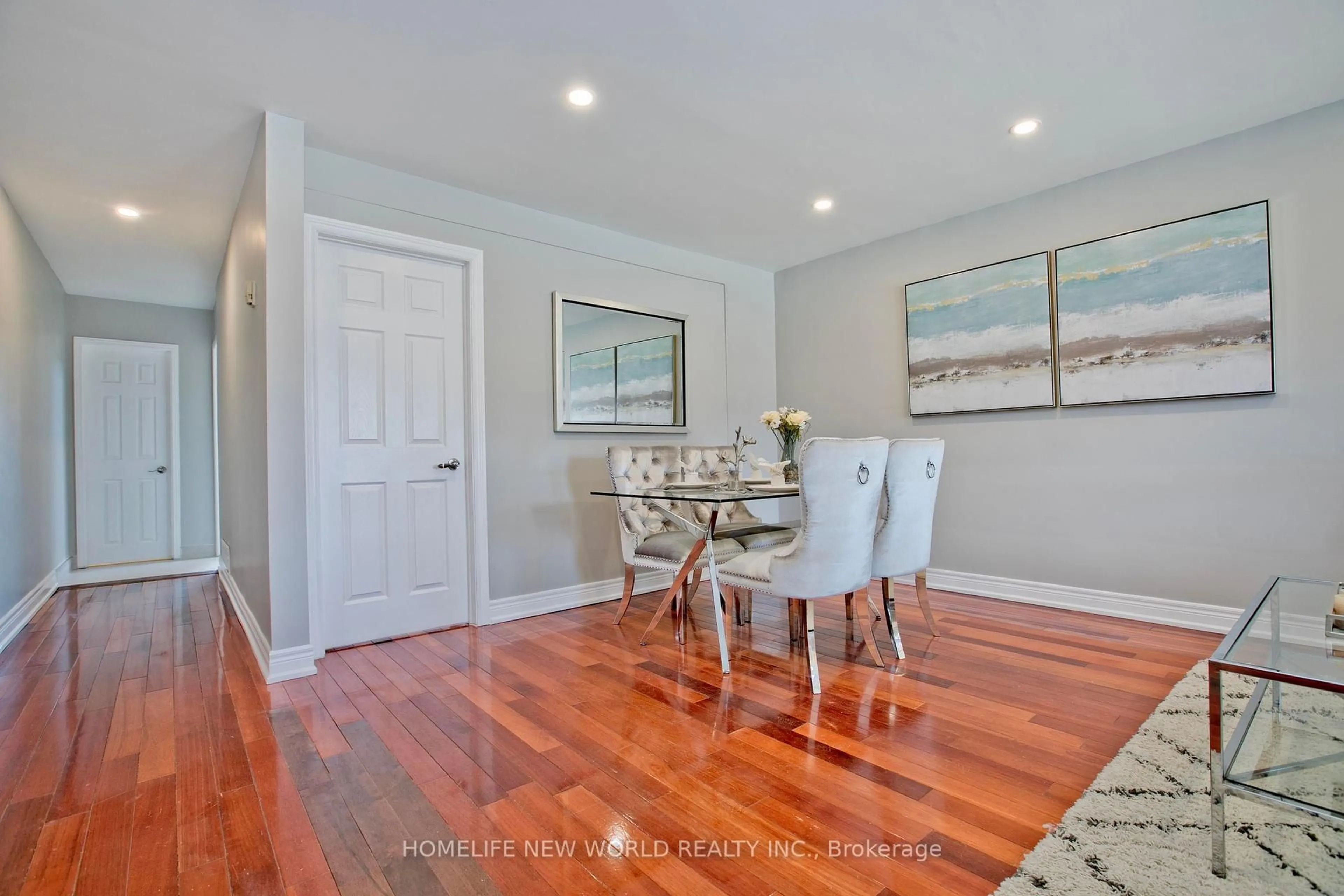 Dining room, wood/laminate floor for 3 Moira Ave, Toronto Ontario M1K 1B5