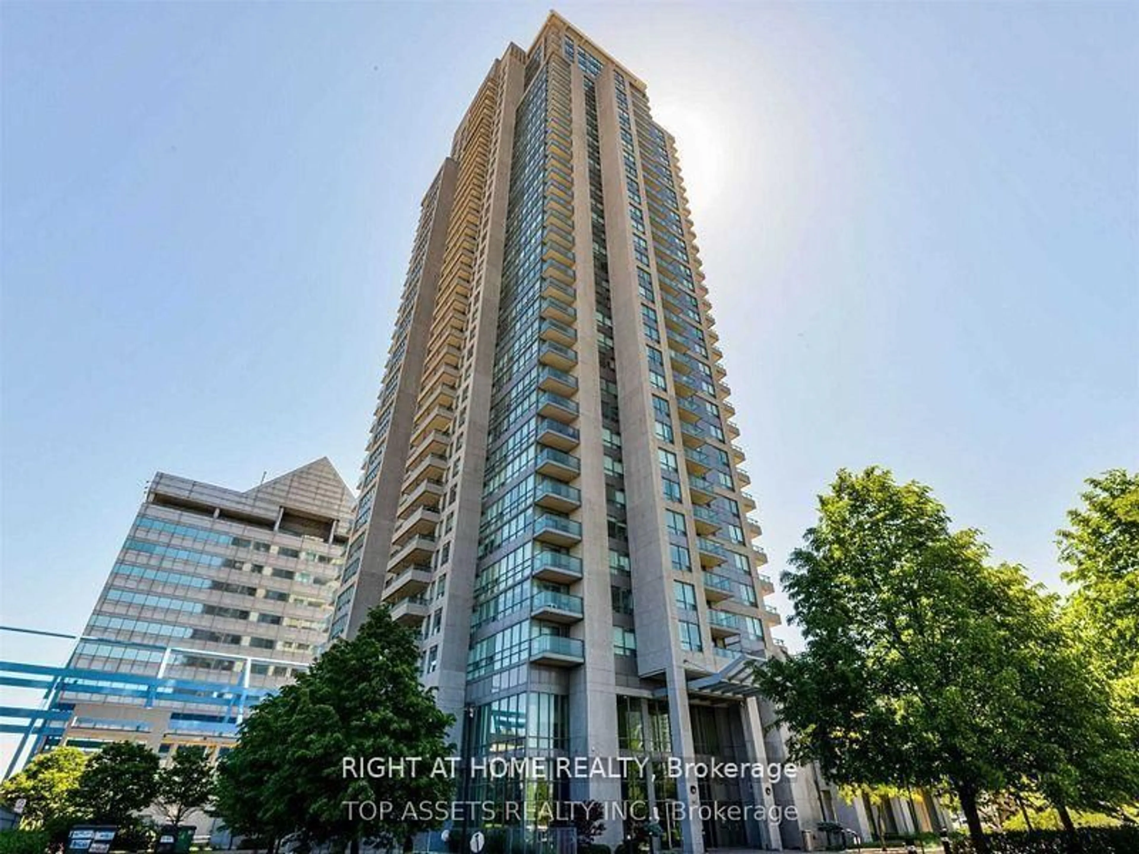 A pic from outside/outdoor area/front of a property/back of a property/a pic from drone, city buildings view from balcony for 60 Brian Harrison Way #2805, Toronto Ontario M1P 5J5
