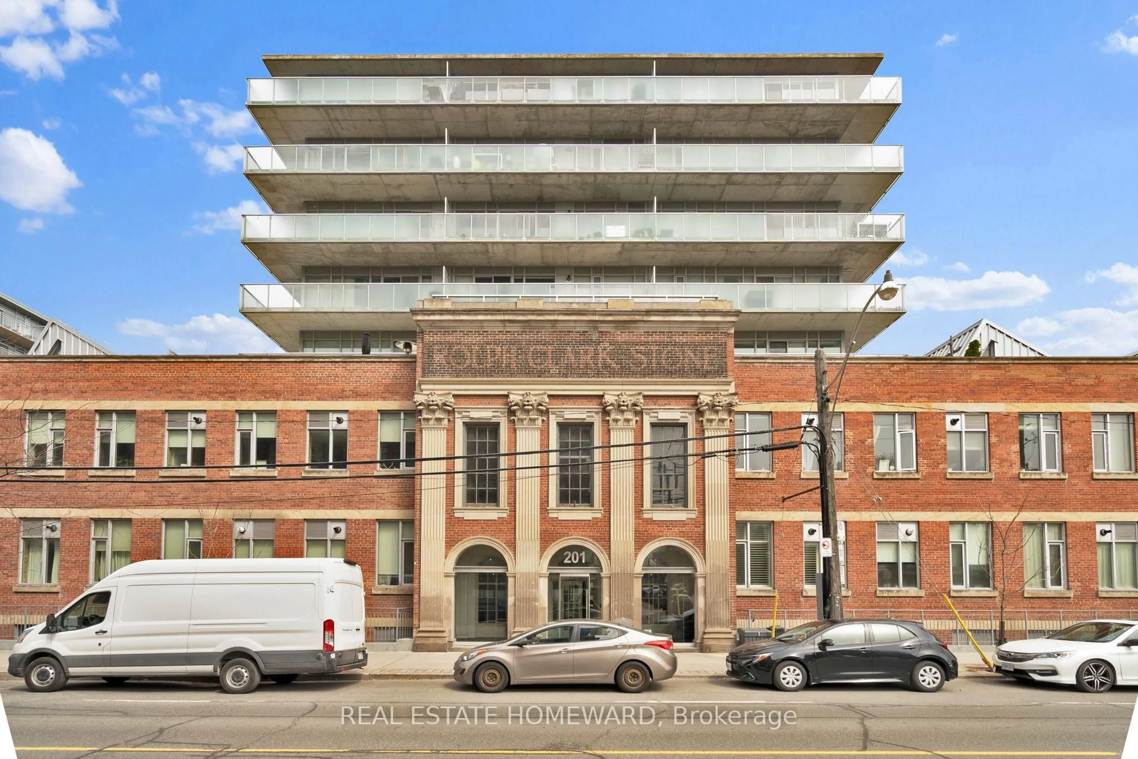 Home with brick exterior material, building for 201 Carlaw Ave #128, Toronto Ontario M4M 2S3