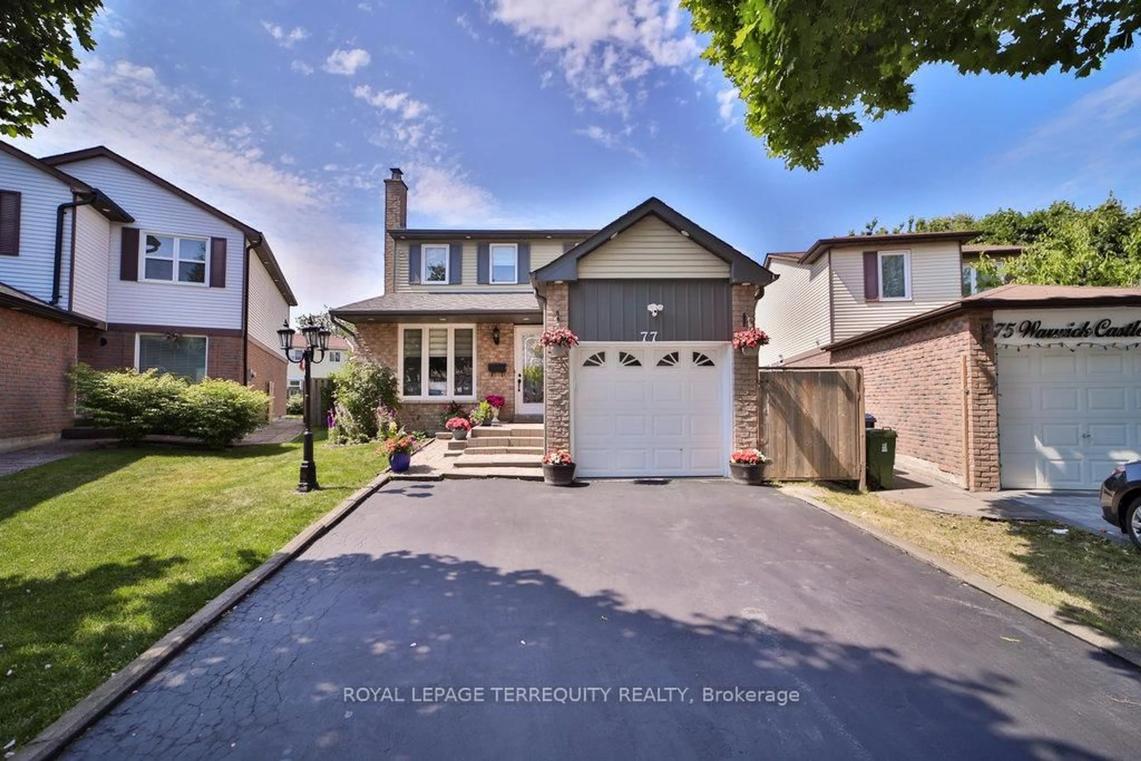 Home with brick exterior material, street for 77 Warwick Castle Crt, Toronto Ontario M1B 3E5