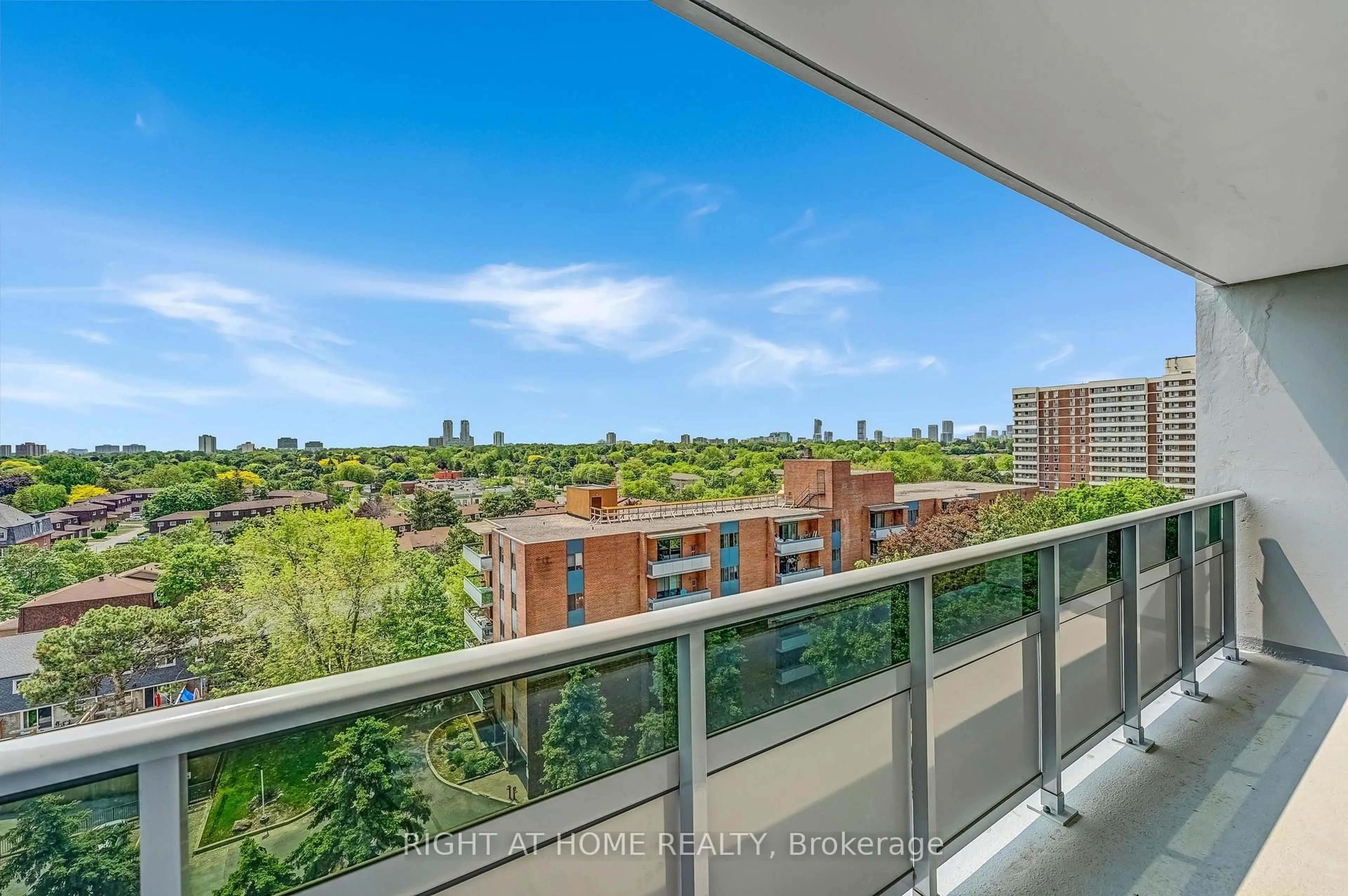 Balcony in the apartment, city buildings view from balcony for 1250 Bridletowne Circ #901, Toronto Ontario M1W 2V1