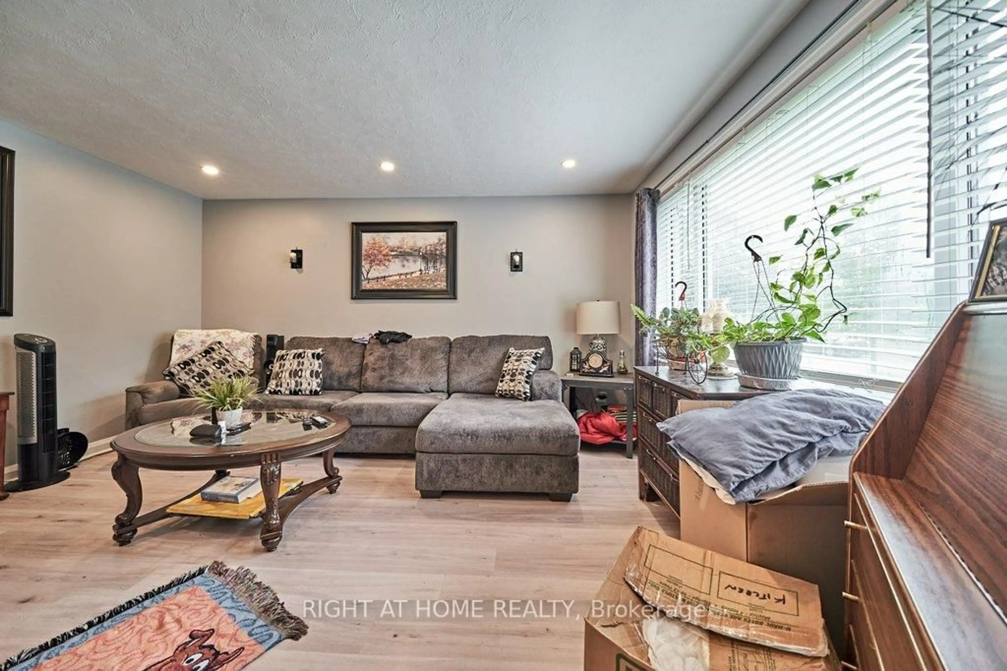 Living room with furniture, wood/laminate floor for 202 Cadillac Ave, Oshawa Ontario L1H 5Z7