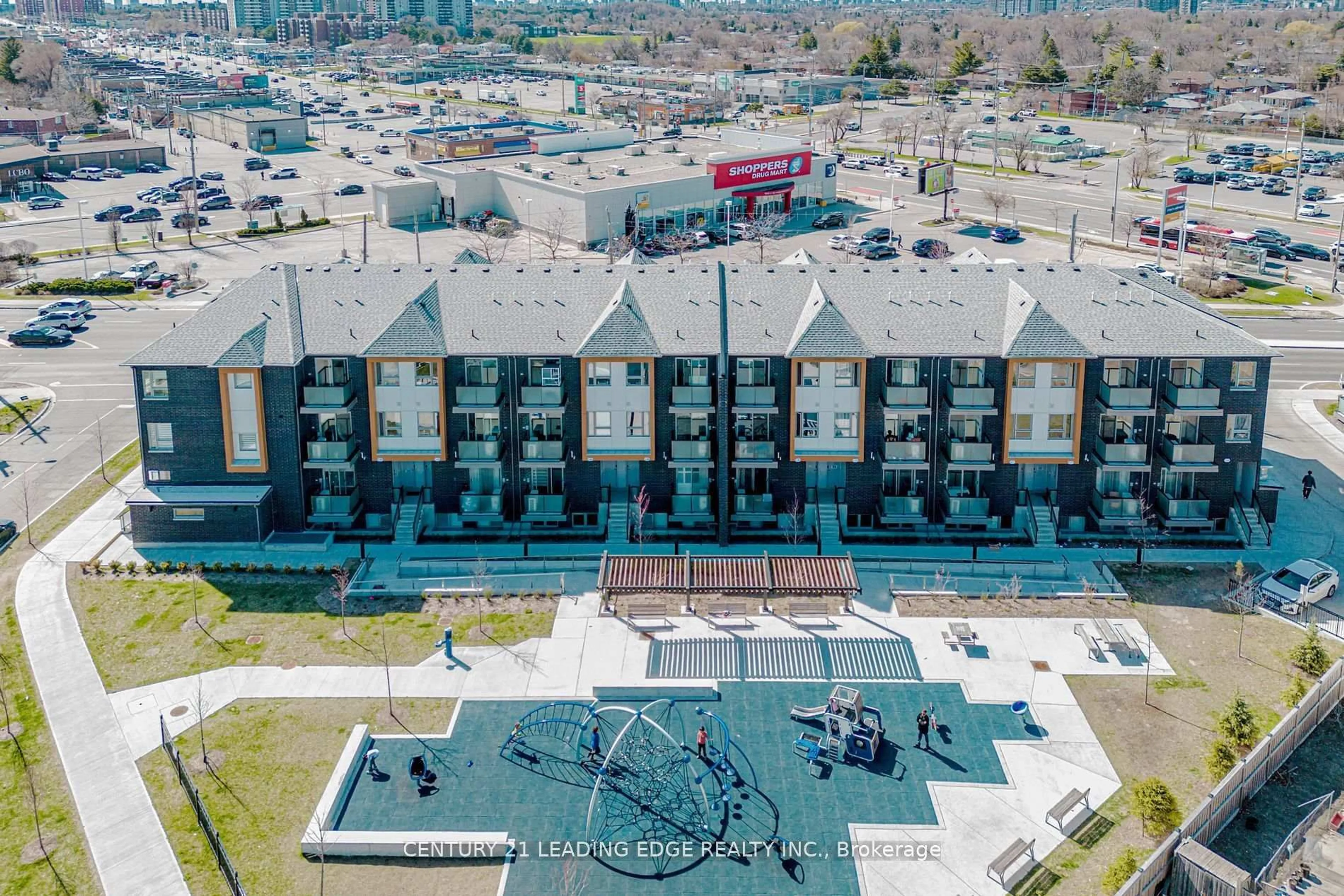 A pic from outside/outdoor area/front of a property/back of a property/a pic from drone, unknown for 1081 Danforth Rd #140, Toronto Ontario M1J 2C7