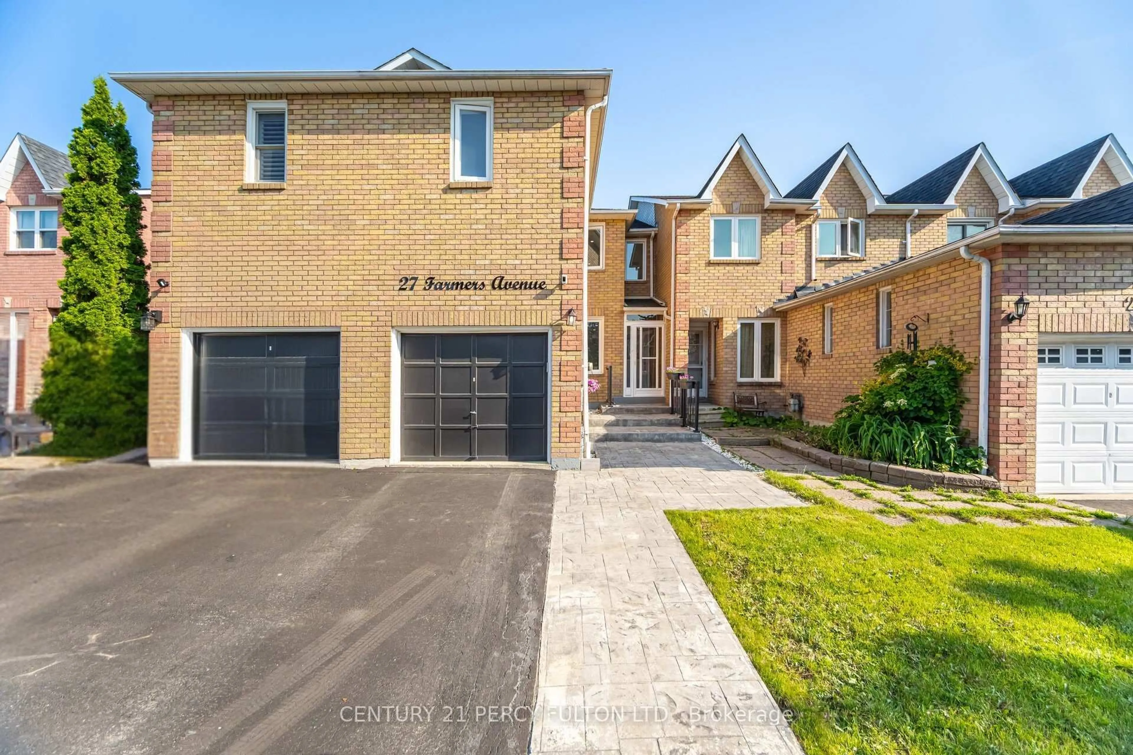 Home with brick exterior material, street for 27 Farmers Ave, Ajax Ontario L1T 3T1