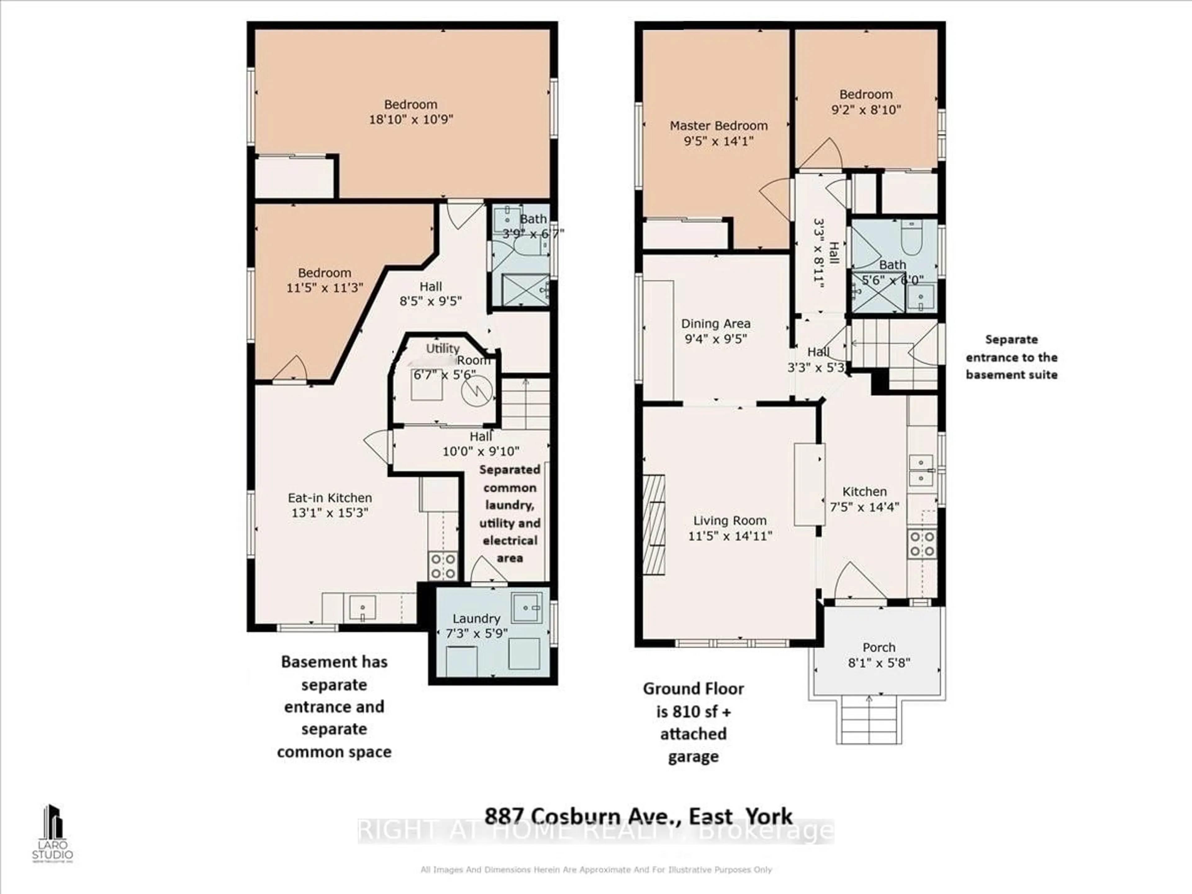 Floor plan for 887 Cosburn Ave, Toronto Ontario M4C 2W5
