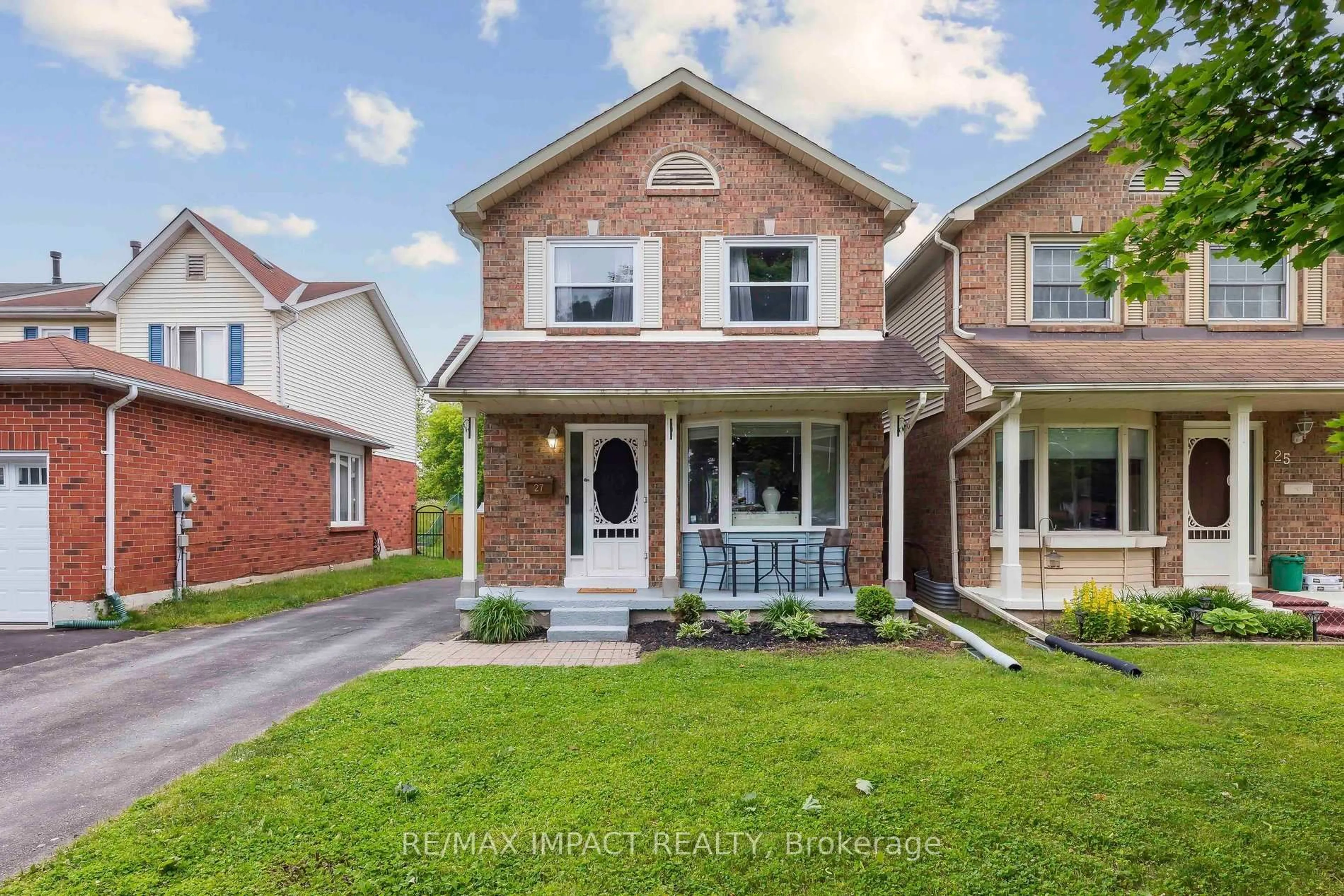 Home with brick exterior material, street for 27 Prout Dr, Clarington Ontario L1C 4A3