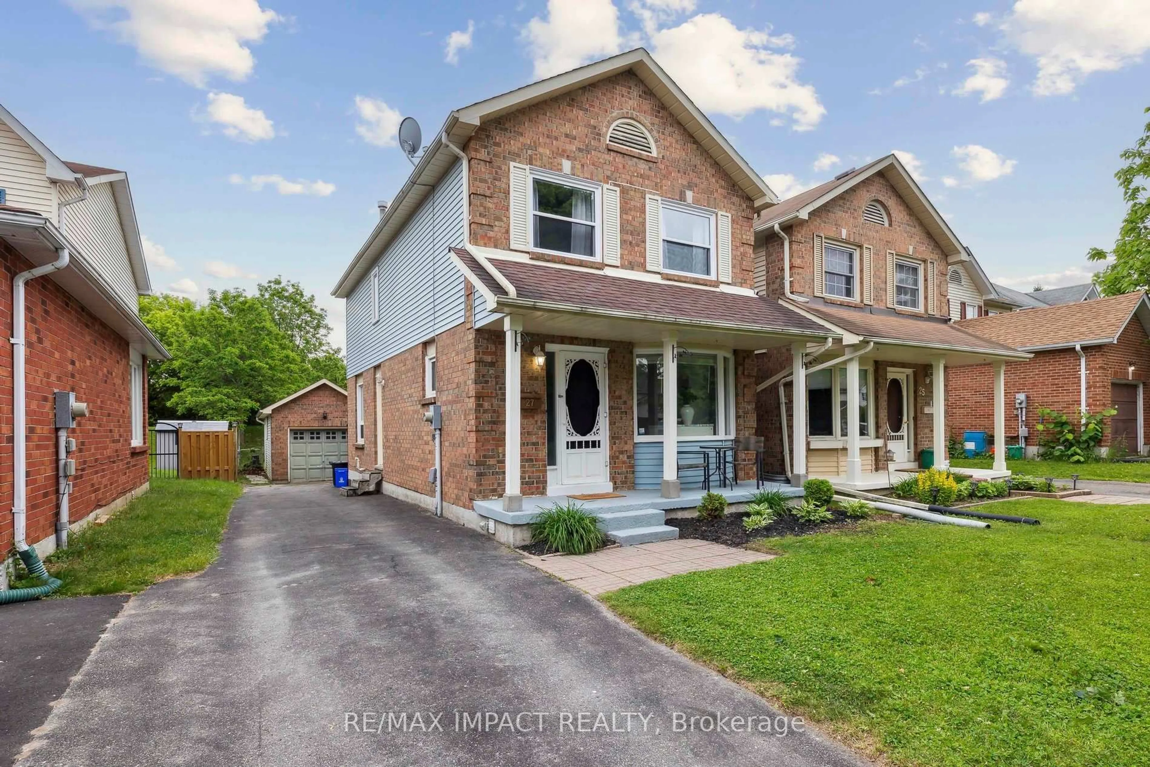 Home with brick exterior material, street for 27 Prout Dr, Clarington Ontario L1C 4A3