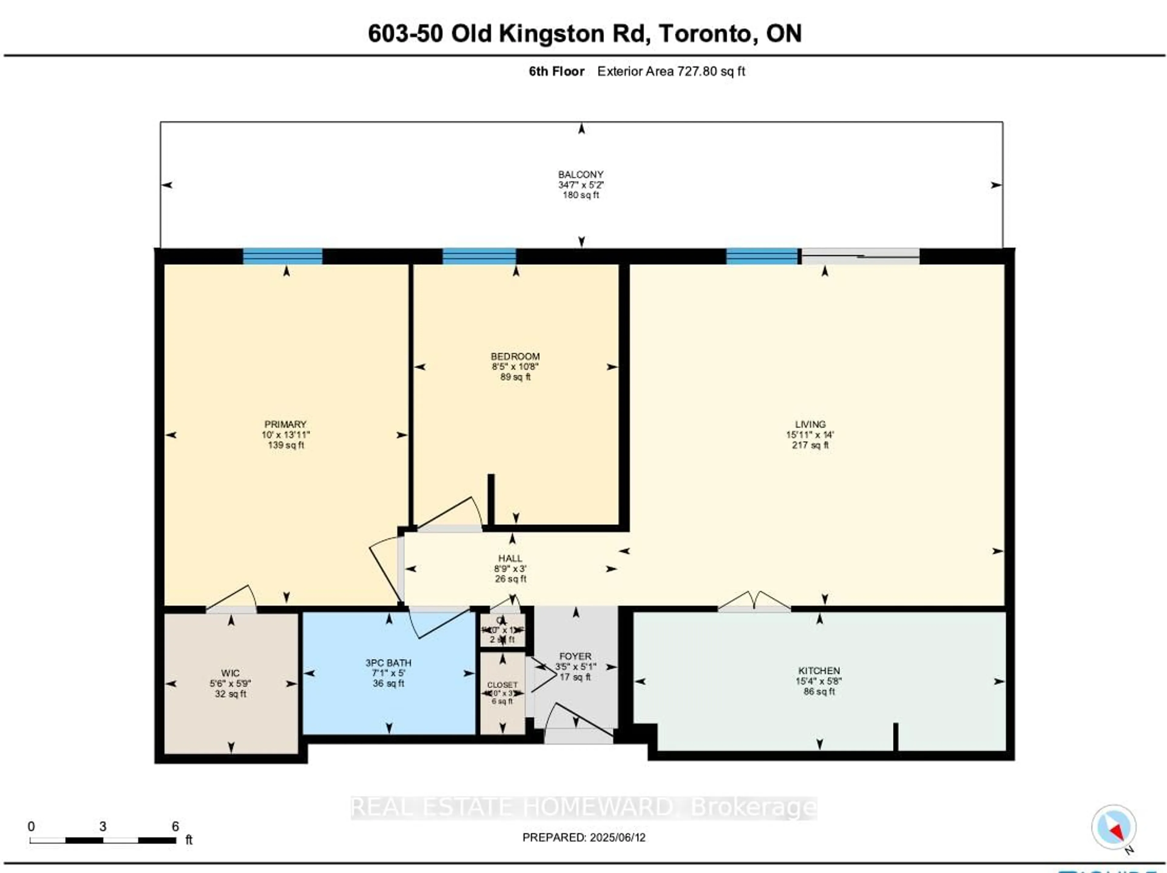 Floor plan for 50 Old Kingston Rd #5-603, Toronto Ontario M1E 4Y1