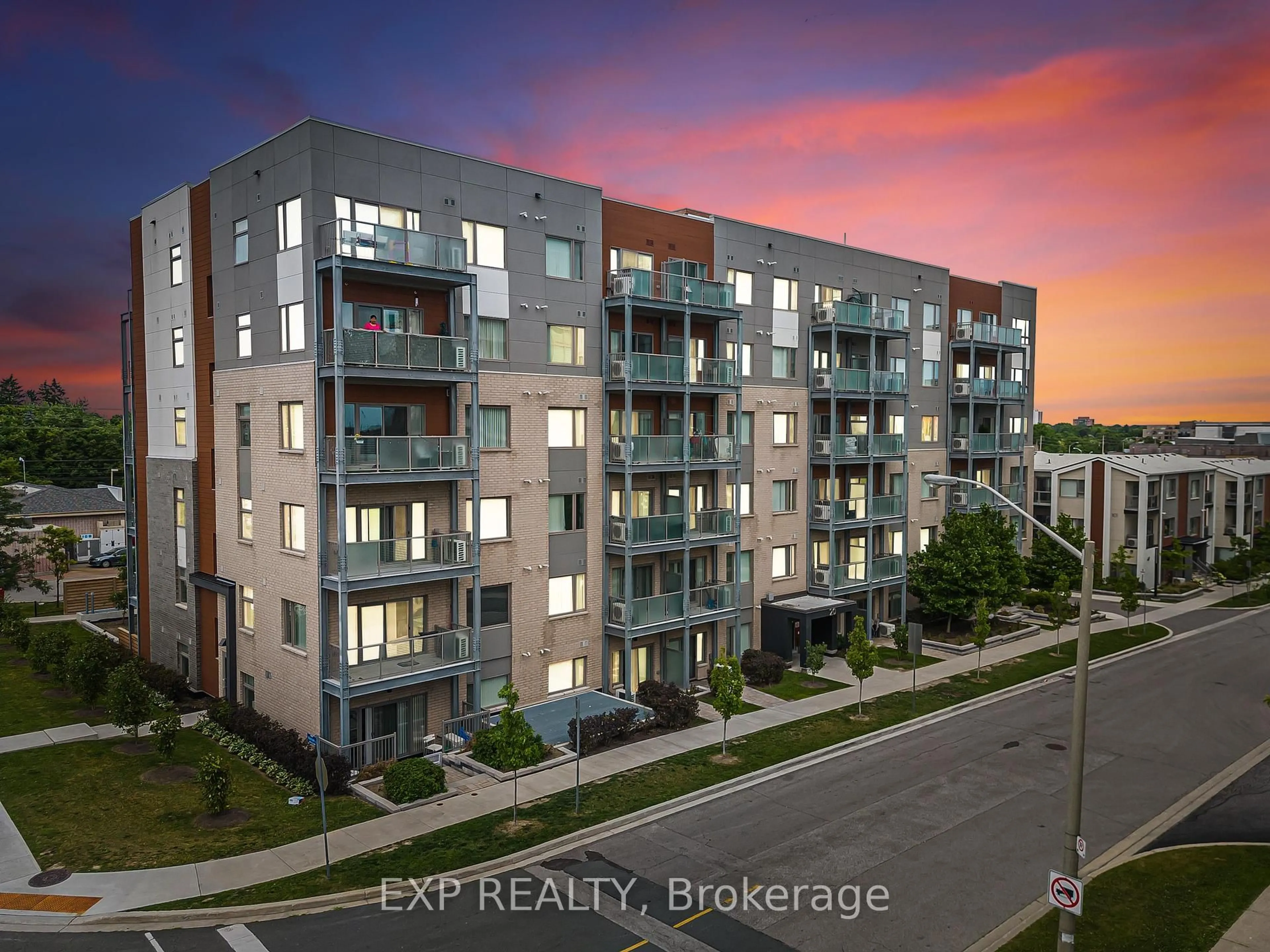 A pic from outside/outdoor area/front of a property/back of a property/a pic from drone, city buildings view from balcony for 20 Orchid Place Dr #404, Toronto Ontario M1B 0E1