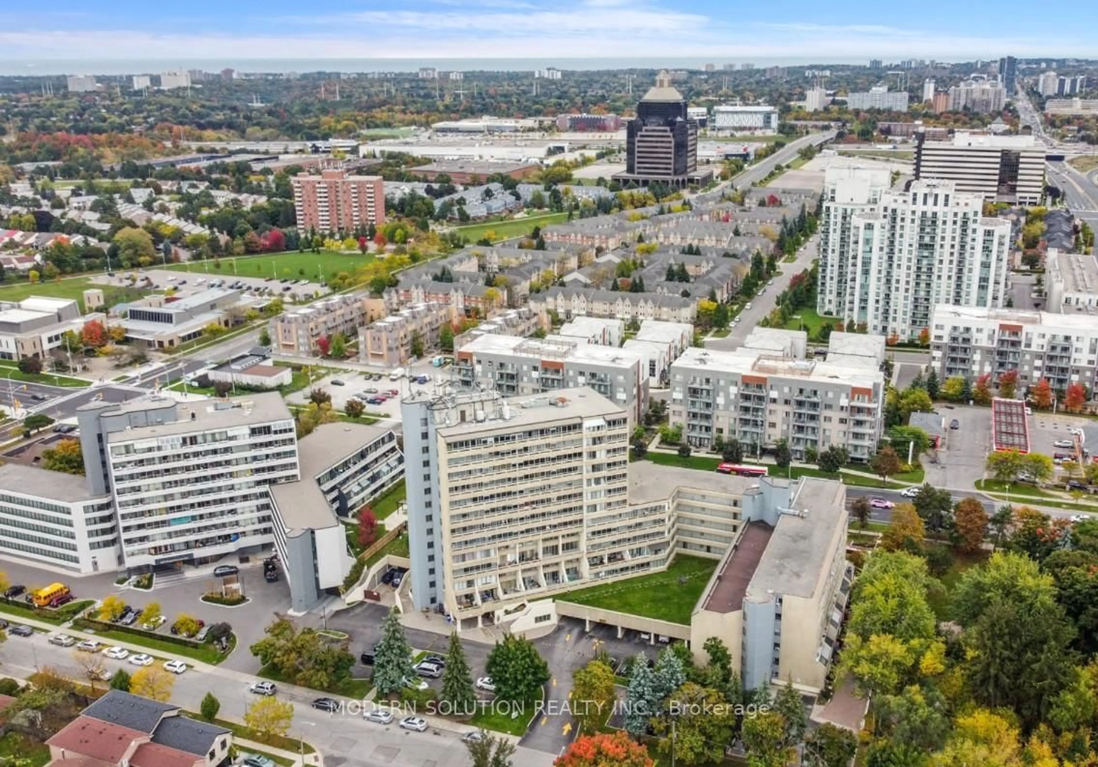 A pic from outside/outdoor area/front of a property/back of a property/a pic from drone, city buildings view from balcony for 5580 Sheppard Ave #312, Toronto Ontario M1B 2L3