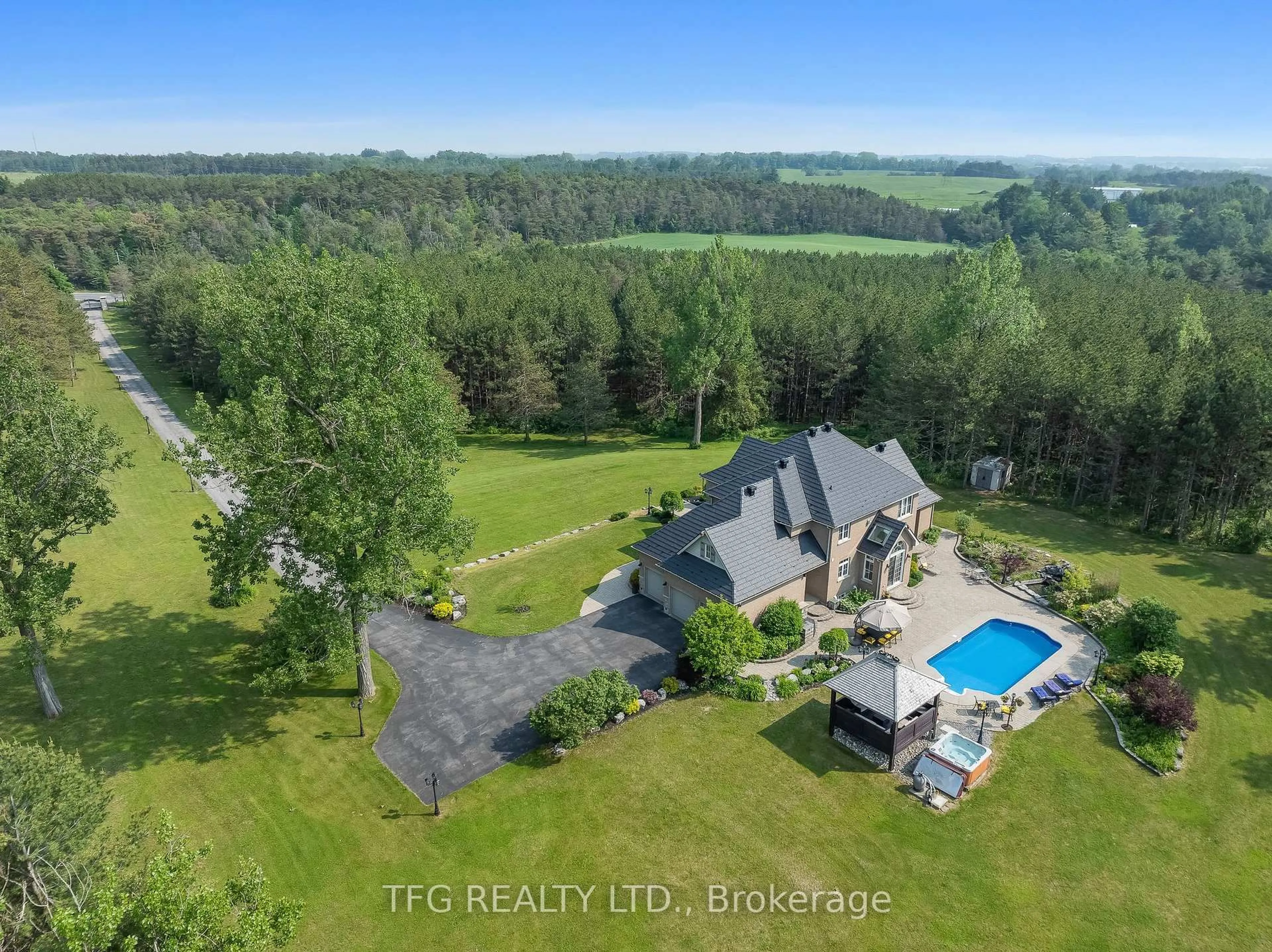 A pic from outside/outdoor area/front of a property/back of a property/a pic from drone, water/lake/river/ocean view for 1980 Concession 10 Rd, Clarington Ontario L0B 1B0