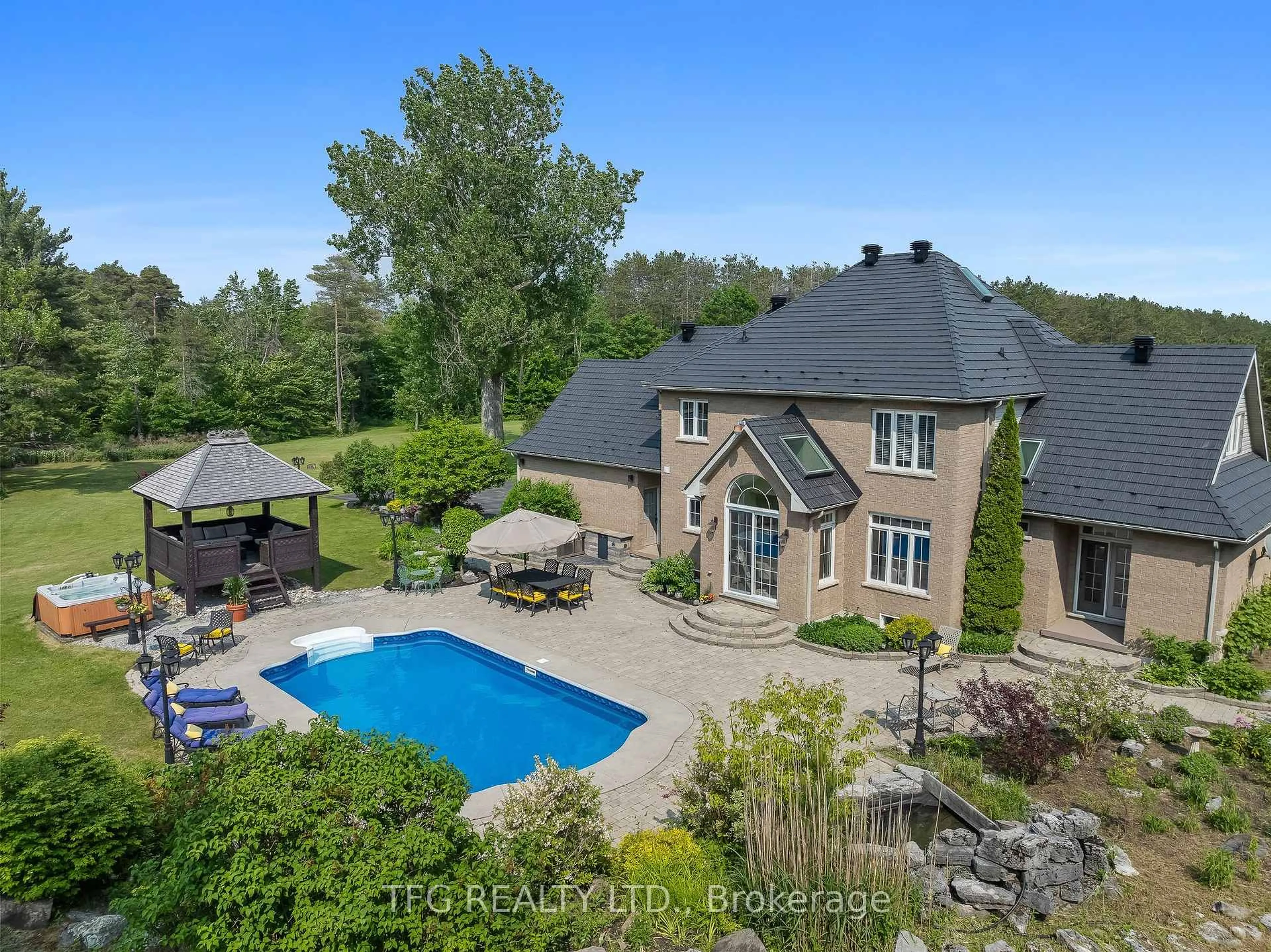 A pic from outside/outdoor area/front of a property/back of a property/a pic from drone, water/lake/river/ocean view for 1980 Concession 10 Rd, Clarington Ontario L0B 1B0