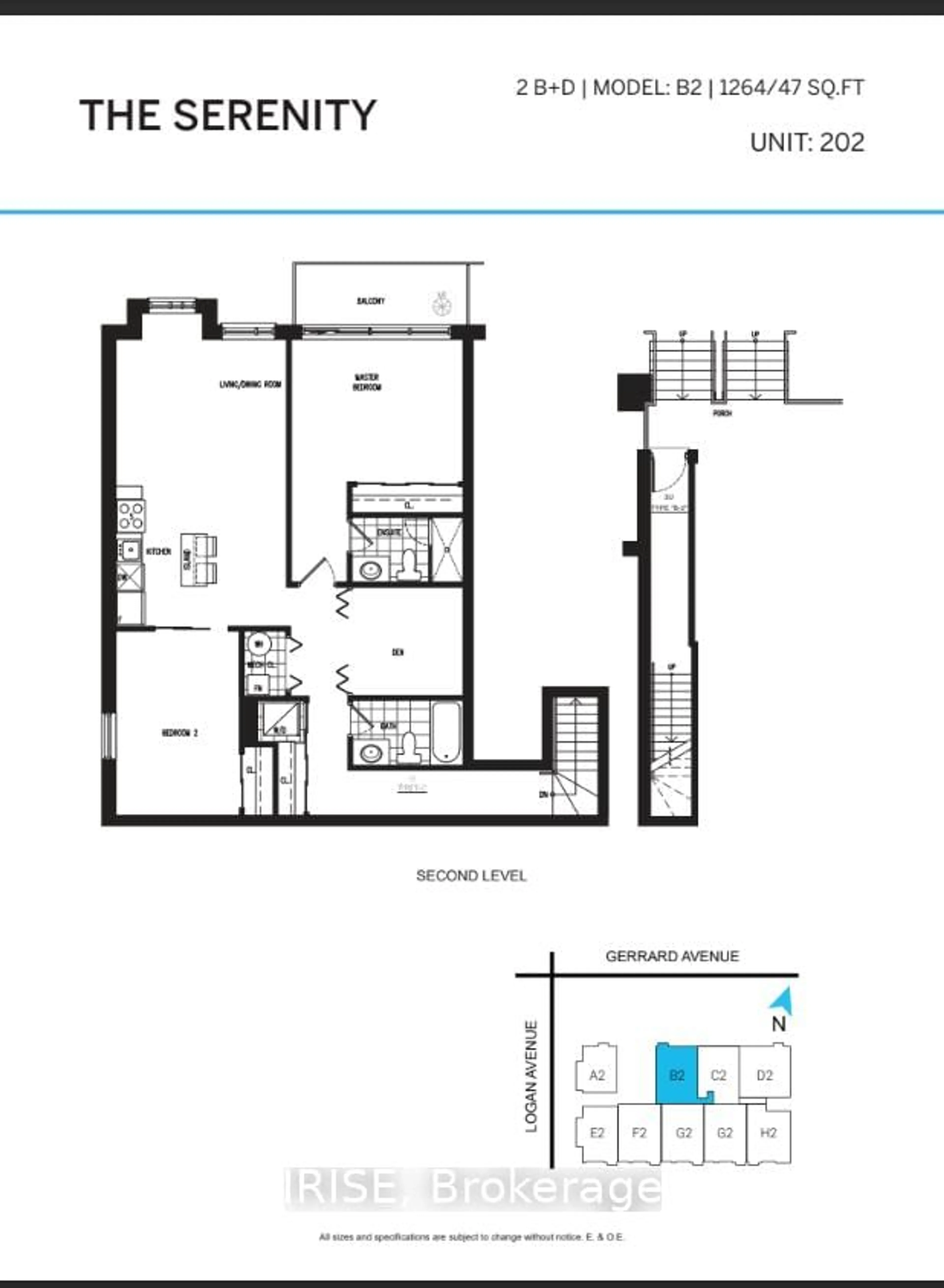 Floor plan for 485 Logan Ave #202, Toronto Ontario M4M 2P5