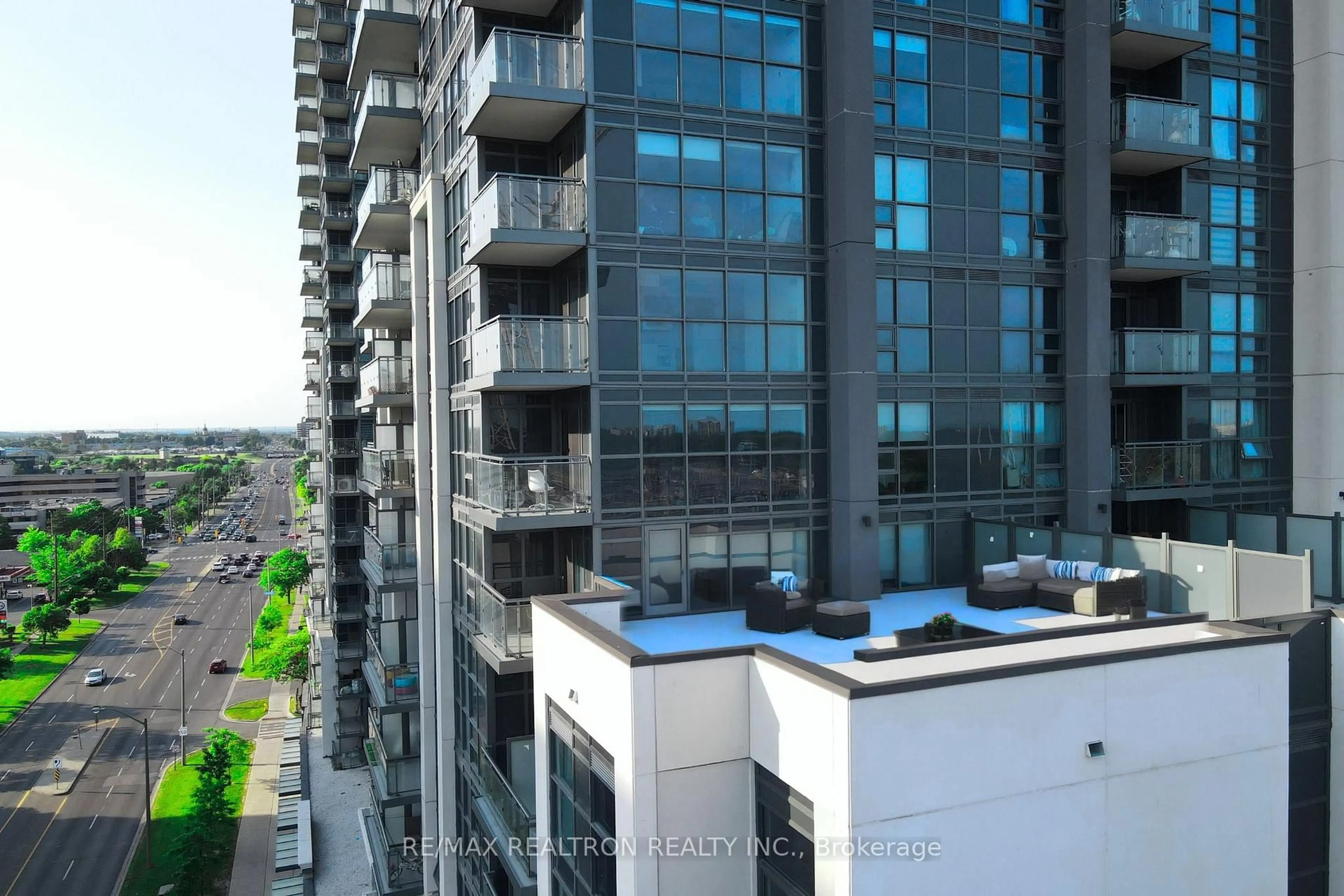 Balcony in the apartment, city buildings view from balcony for 20 Meadowglen Pl #906, Toronto Ontario M1G 0A9