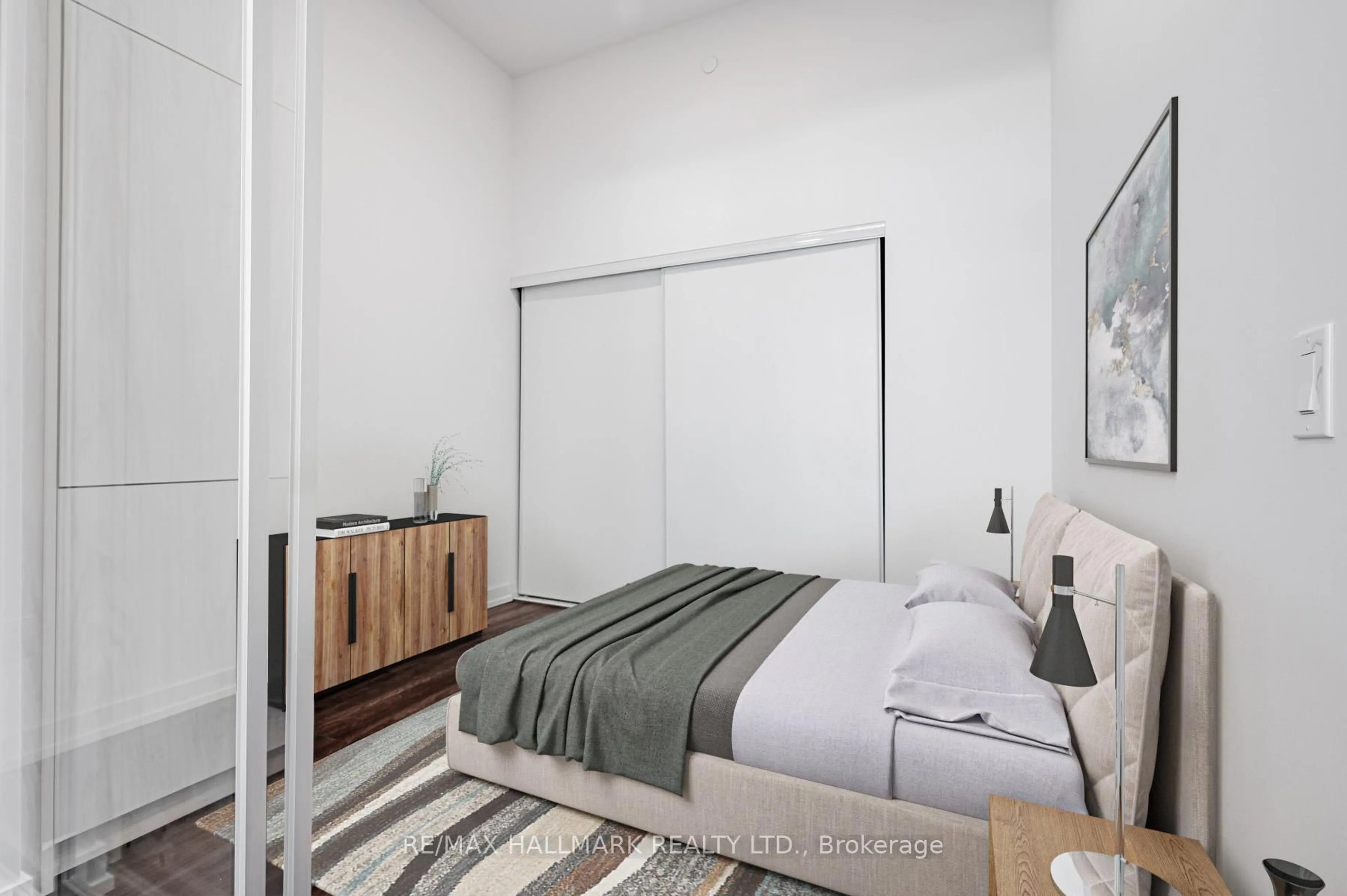 Bedroom with bed, unknown for 150 Logan Ave #116, Toronto Ontario M4M 0E4