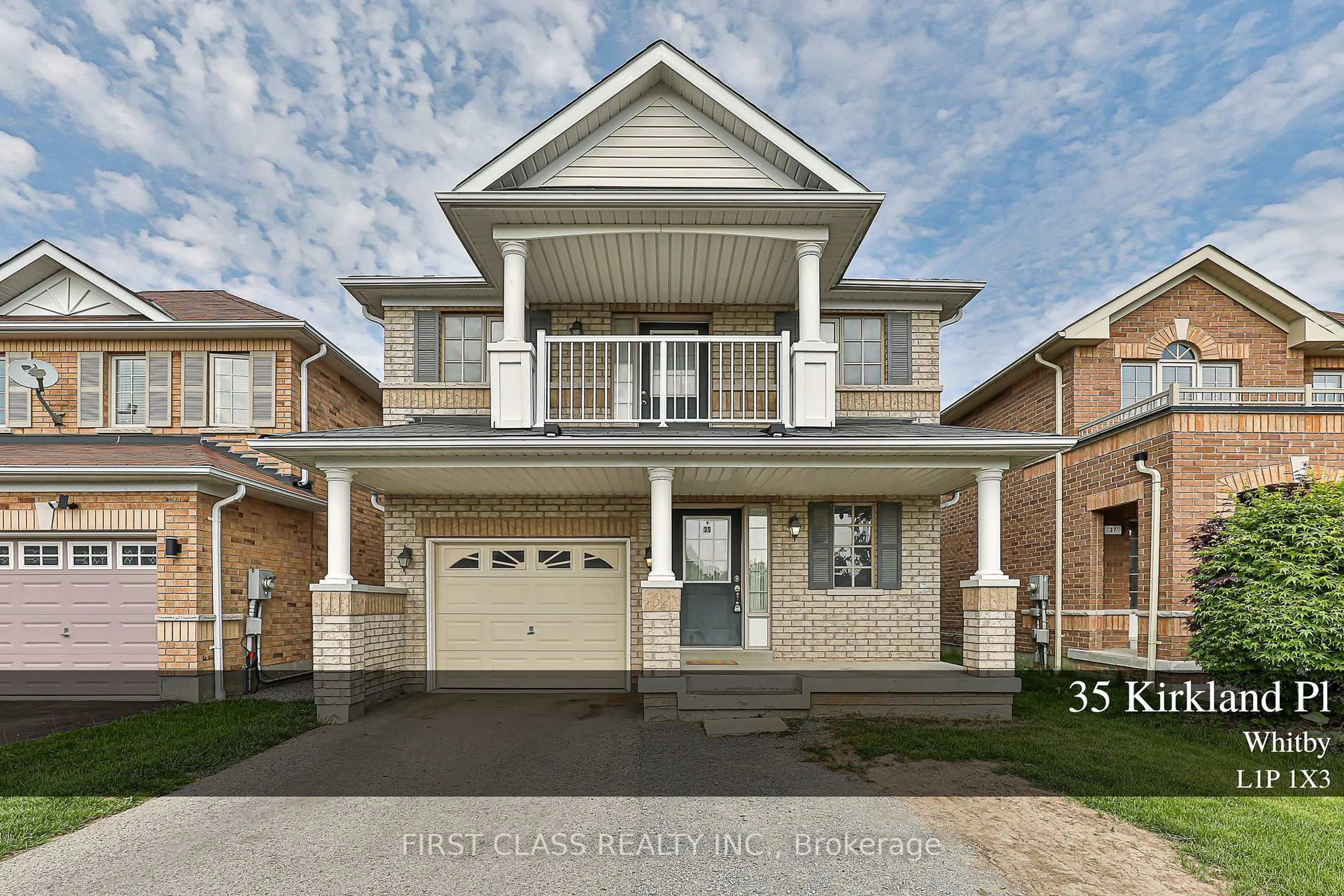 Home with brick exterior material, street for 35 Kirkland Pl, Whitby Ontario L1P 1X3