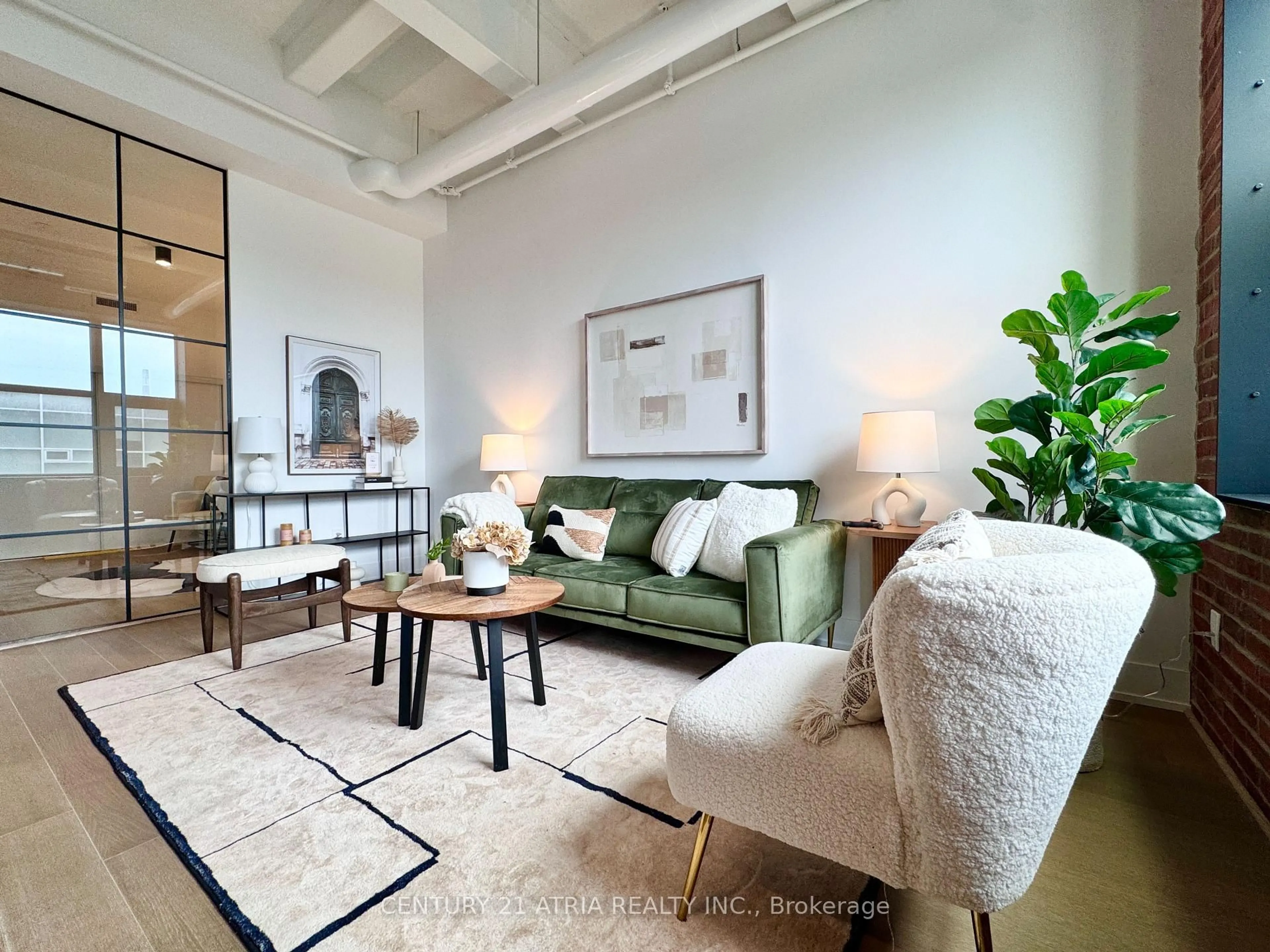 Living room with furniture, unknown for 150 Logan Ave #505, Toronto Ontario M4M 1C3