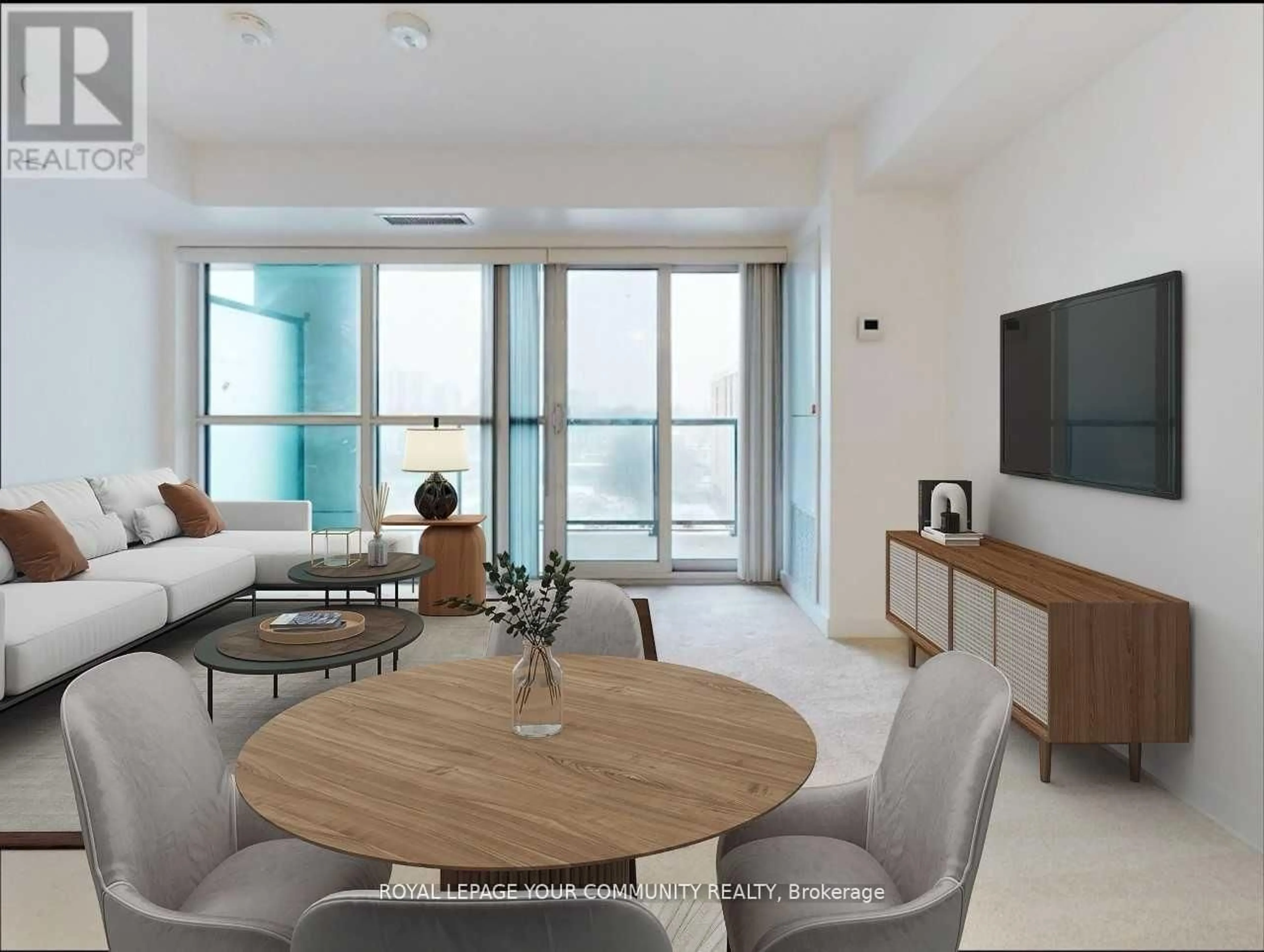 Living room with furniture, unknown for 8 Trent Ave #525, Toronto Ontario M4C 0A6