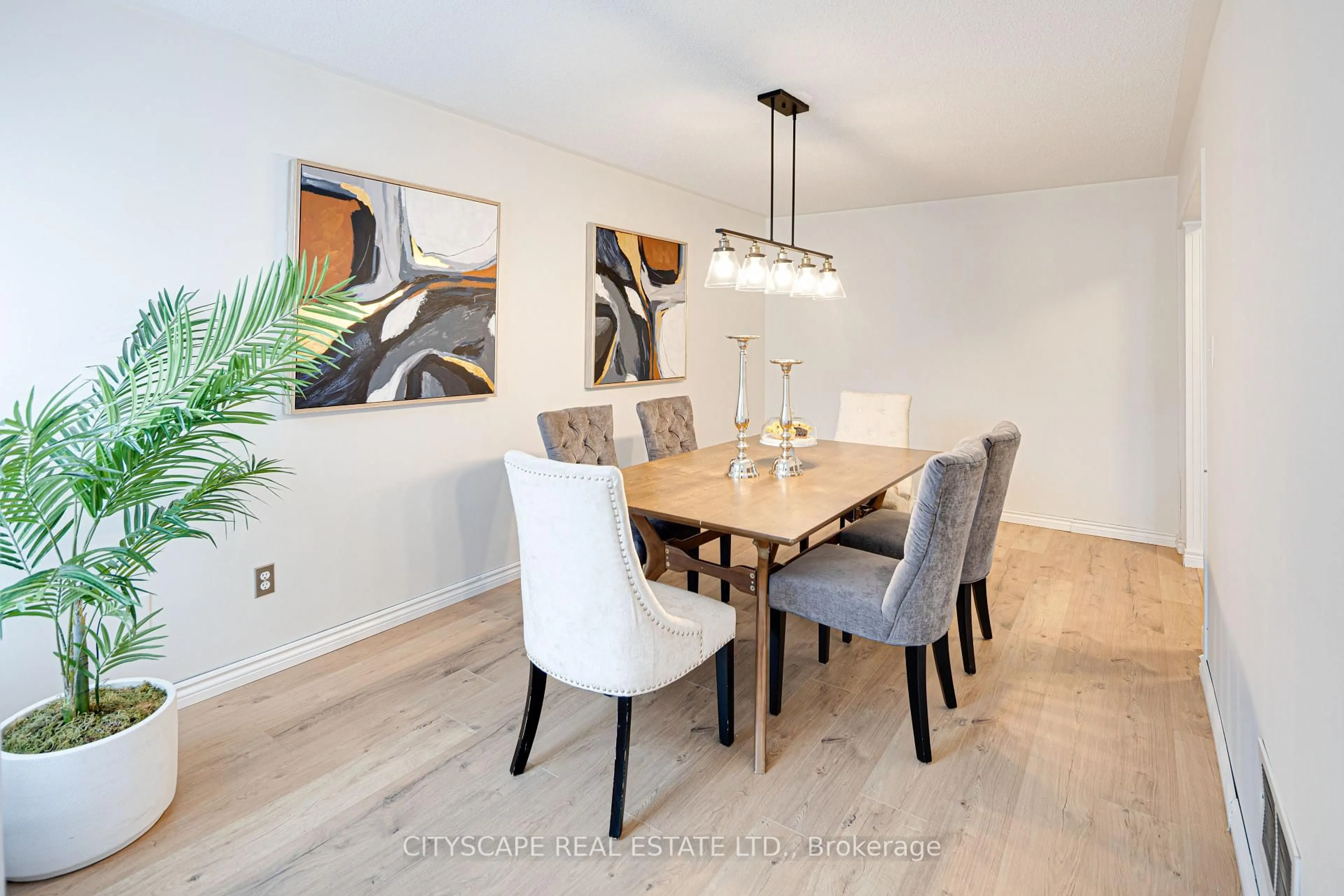 Dining room, wood/laminate floor for 1113 Gossamer Dr, Pickering Ontario L1X 2T7