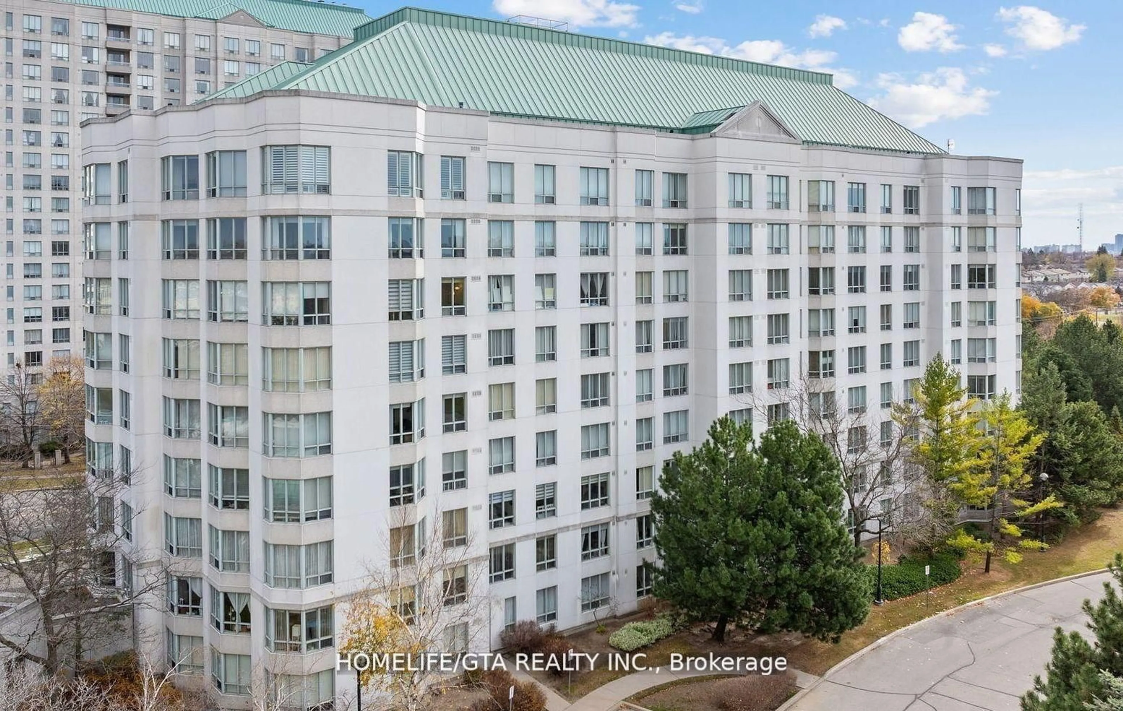 A pic from outside/outdoor area/front of a property/back of a property/a pic from drone, city buildings view from balcony for 2628 Mccowan Rd #716, Toronto Ontario M1S 5J8