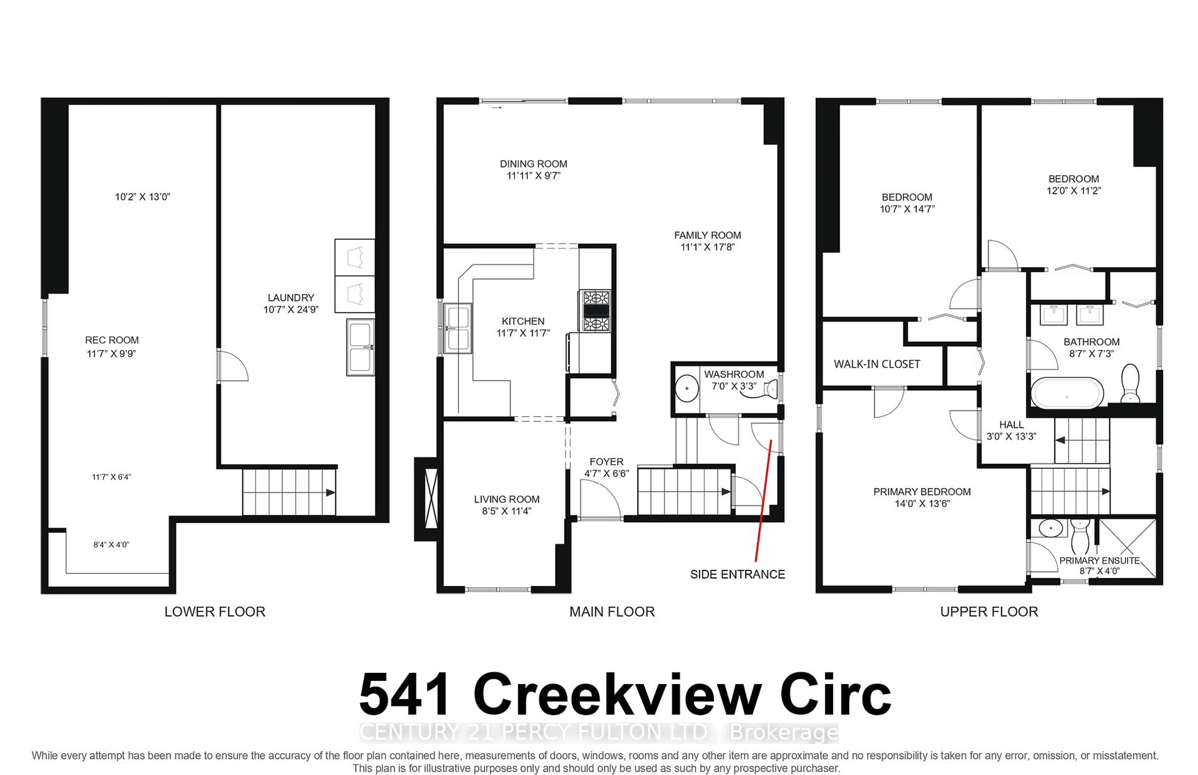 Floor plan for 541 Creekview Circ, Pickering Ontario L1W 2Z9