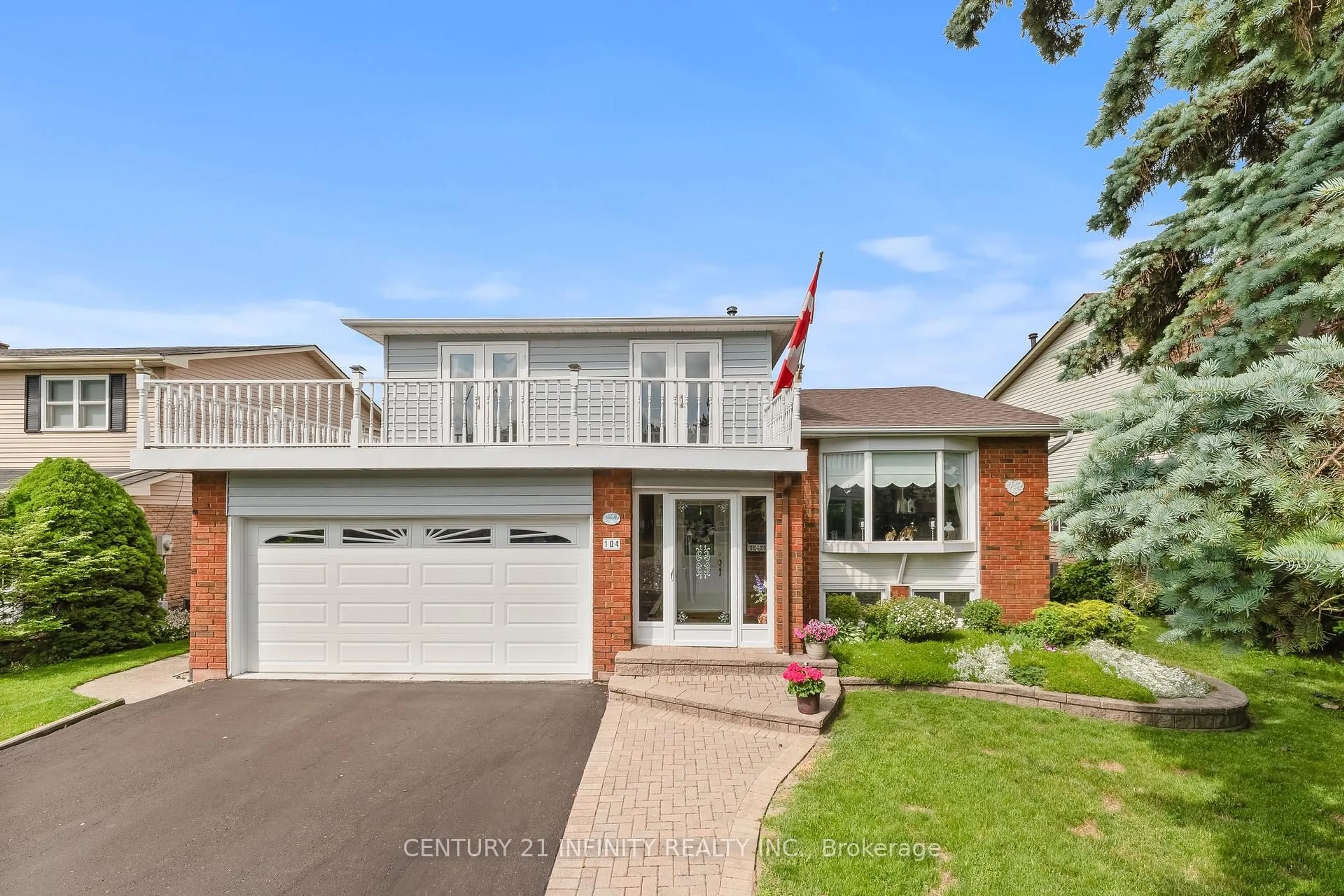 Home with brick exterior material, street for 104 Frost Dr, Whitby Ontario L1P 1C9