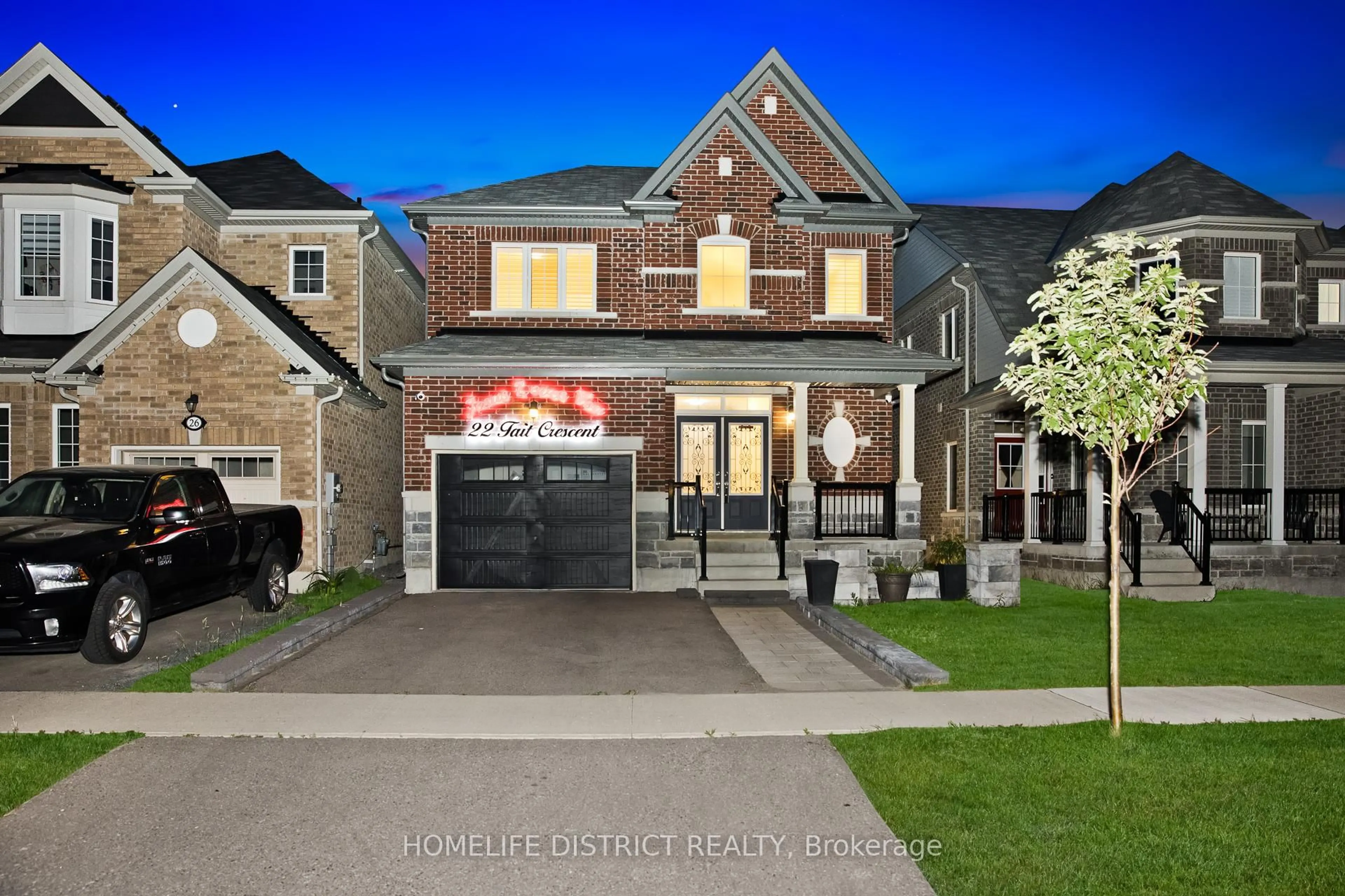 Home with brick exterior material, street for 22 Tait Cres, Clarington Ontario L1C 7G7