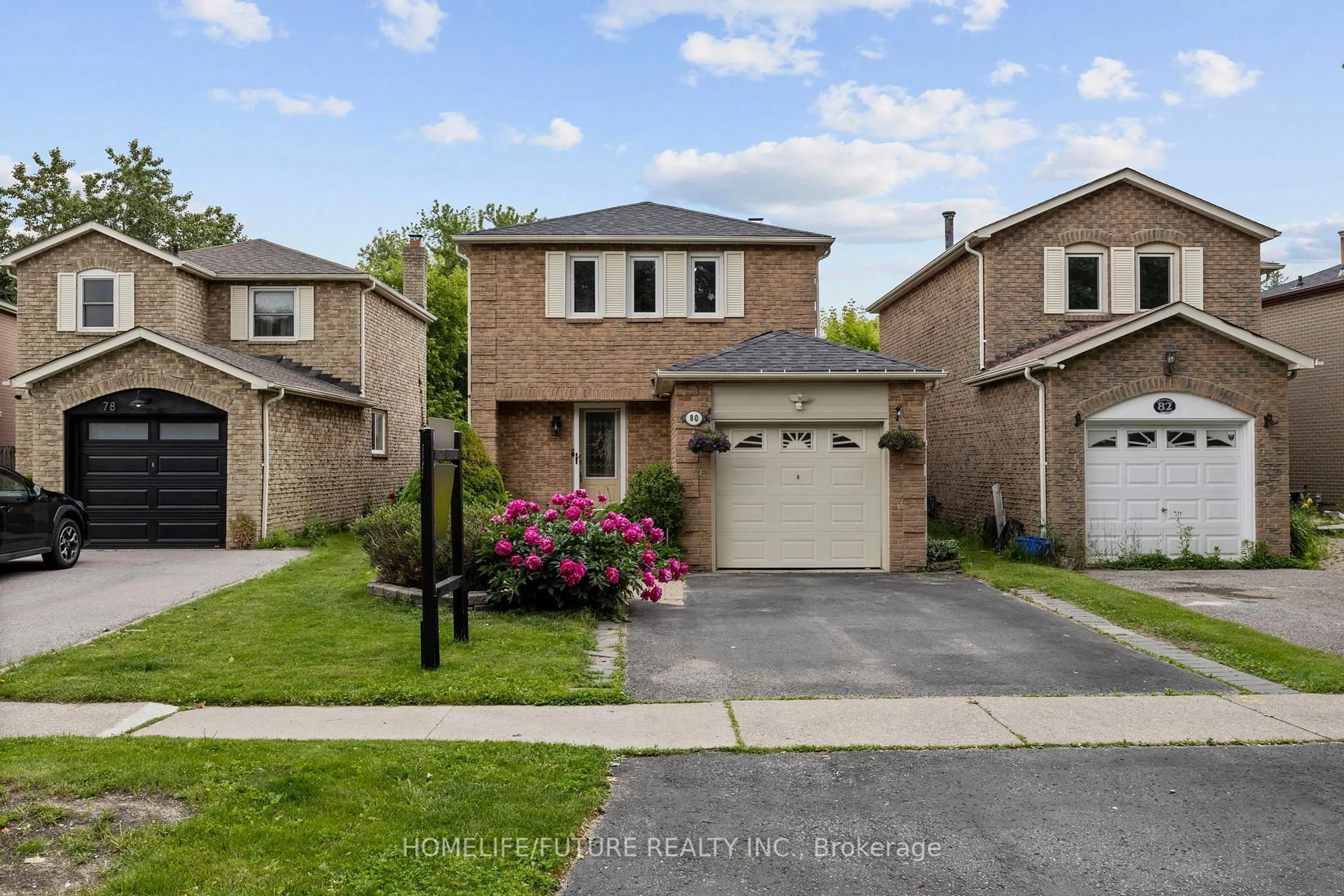 Home with brick exterior material, street for 80 Chatfield Dr, Ajax Ontario L1T 2J9