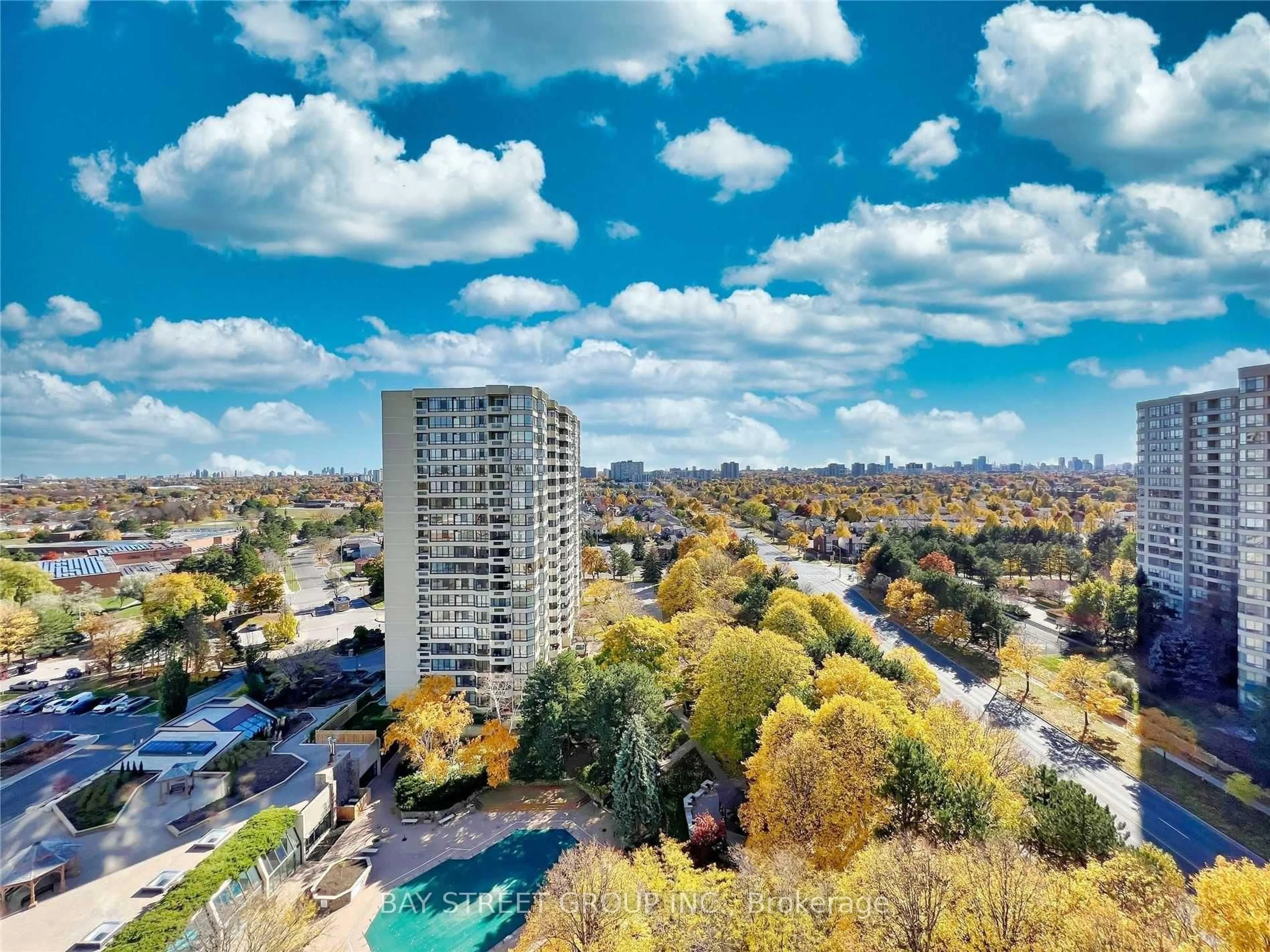 A pic from outside/outdoor area/front of a property/back of a property/a pic from drone, city buildings view from balcony for 275 Bamburgh Circ #1606, Toronto Ontario M1W 3X4