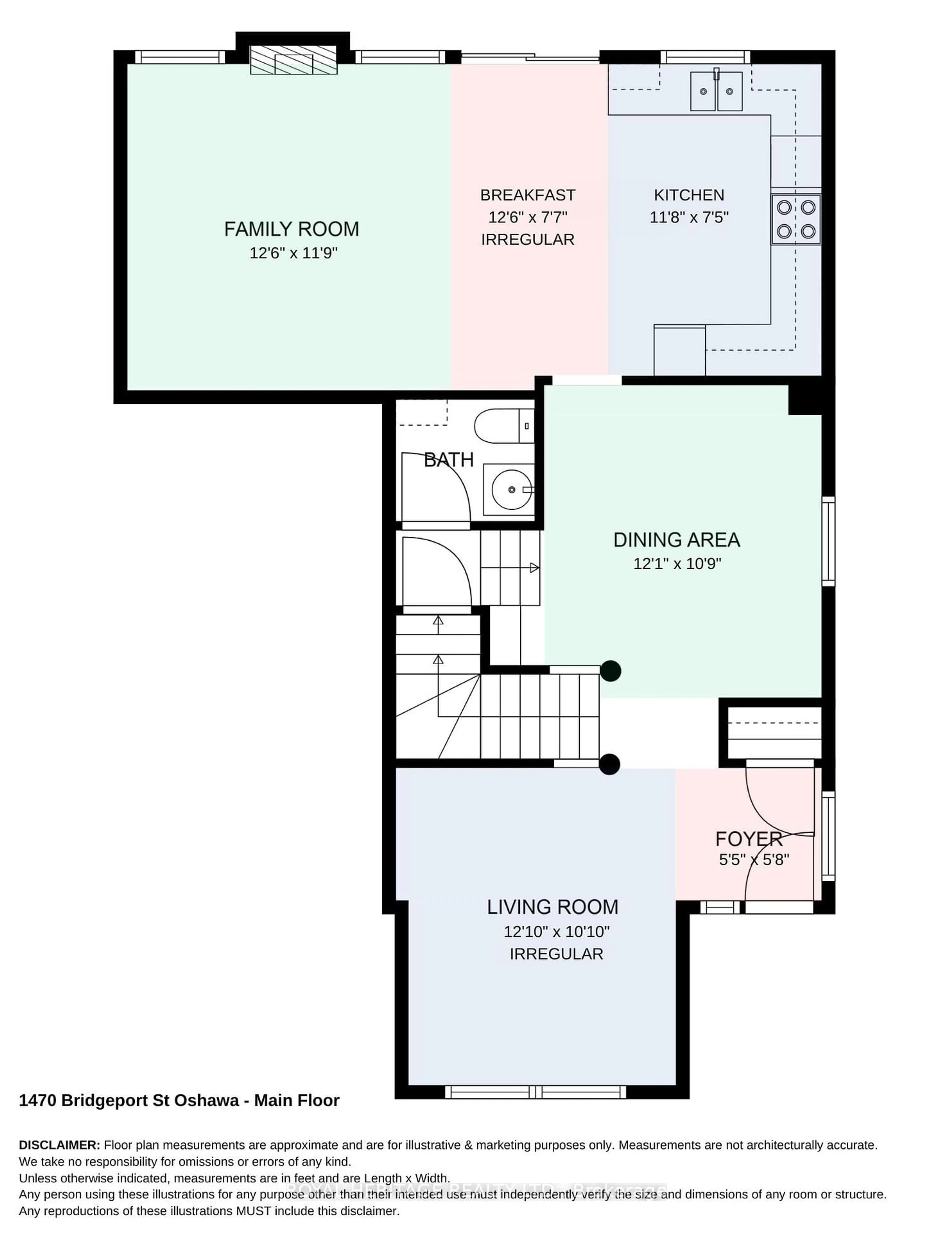 Floor plan for 1470 Bridgeport St, Oshawa Ontario L1K 2P5