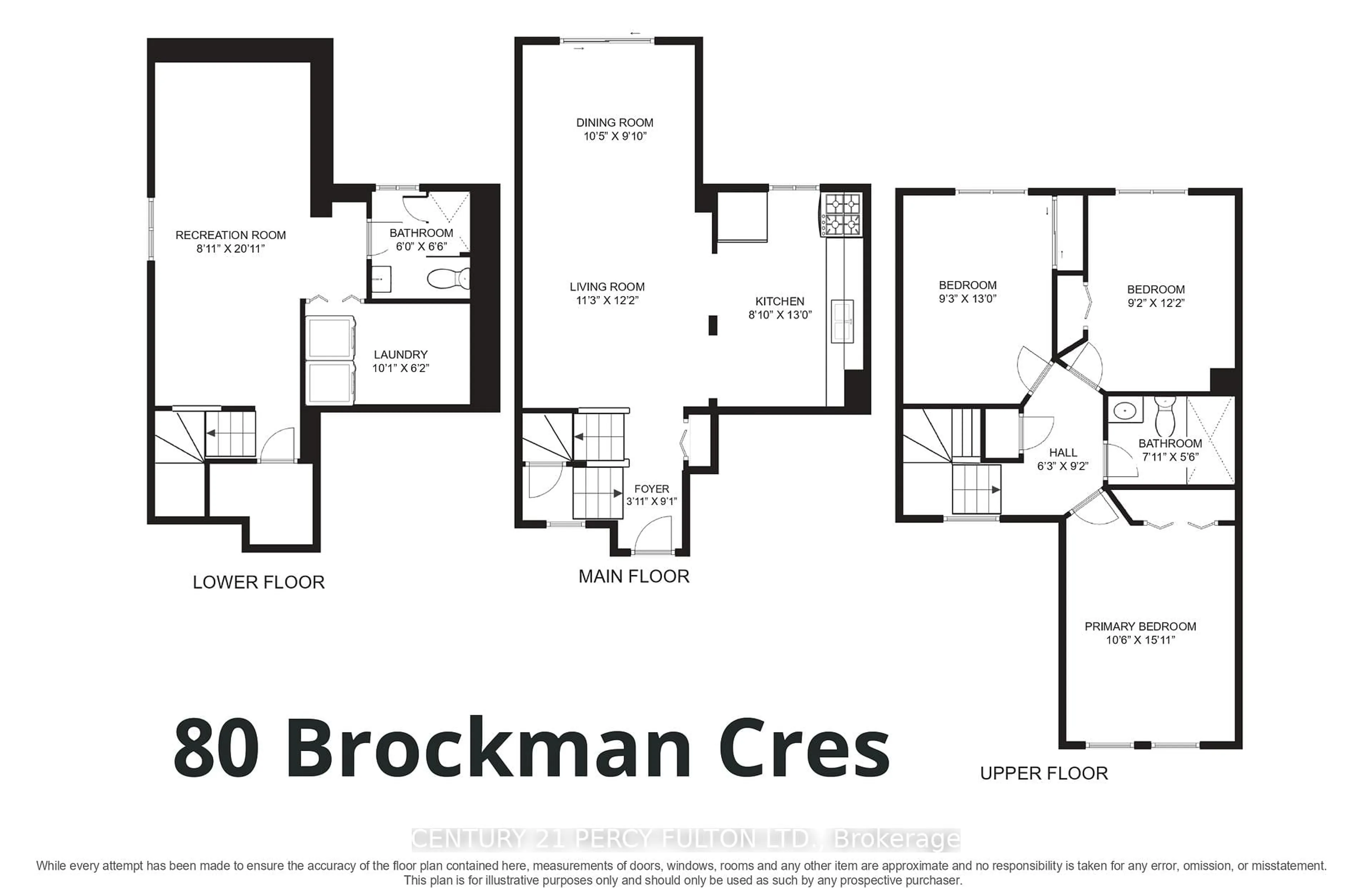 Floor plan for 80 Brockman Cres, Ajax Ontario L1T 2L7