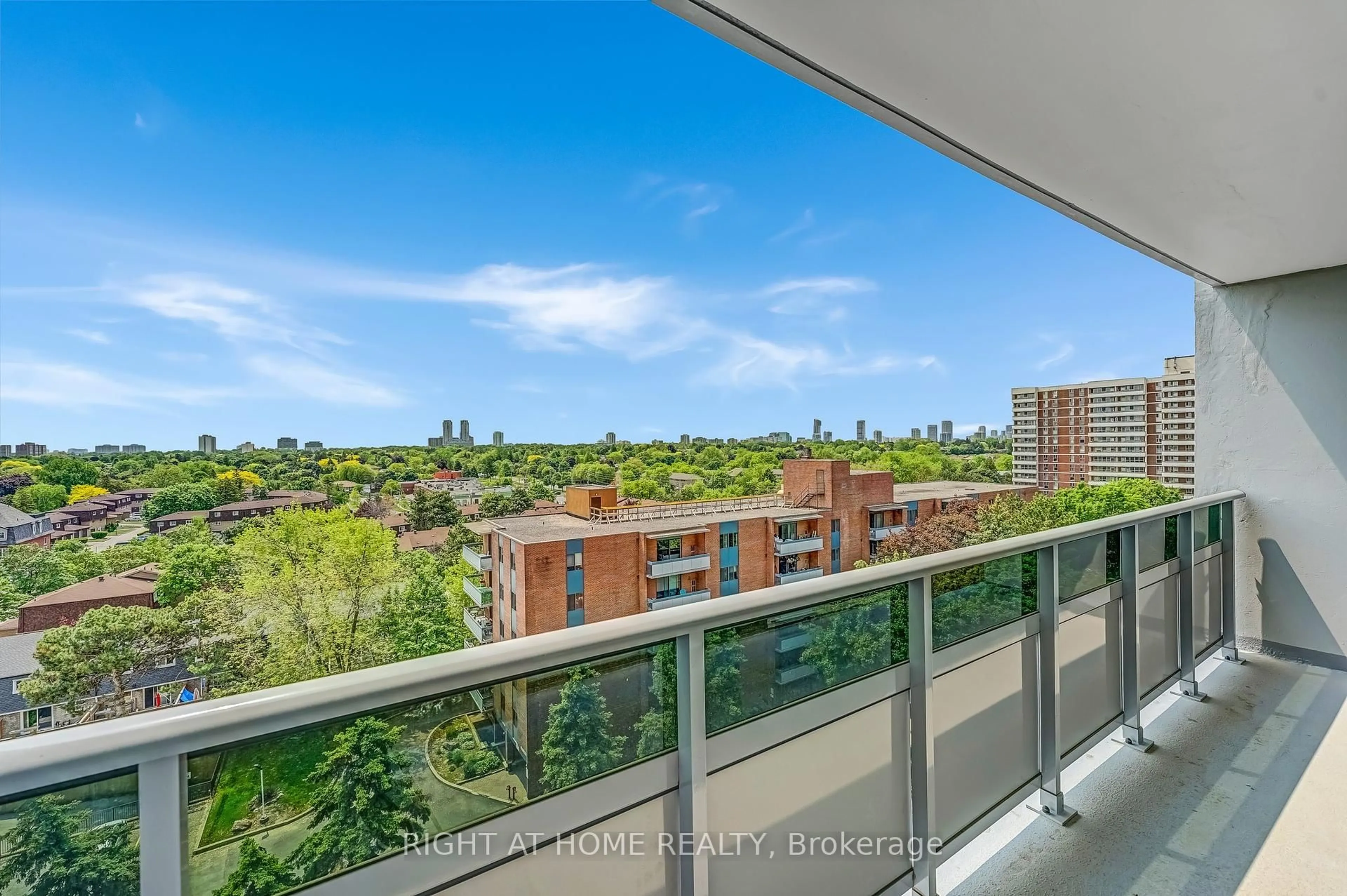 Balcony in the apartment, city buildings view from balcony for 1250 Bridletowne Circ #901, Toronto Ontario M1W 2V1