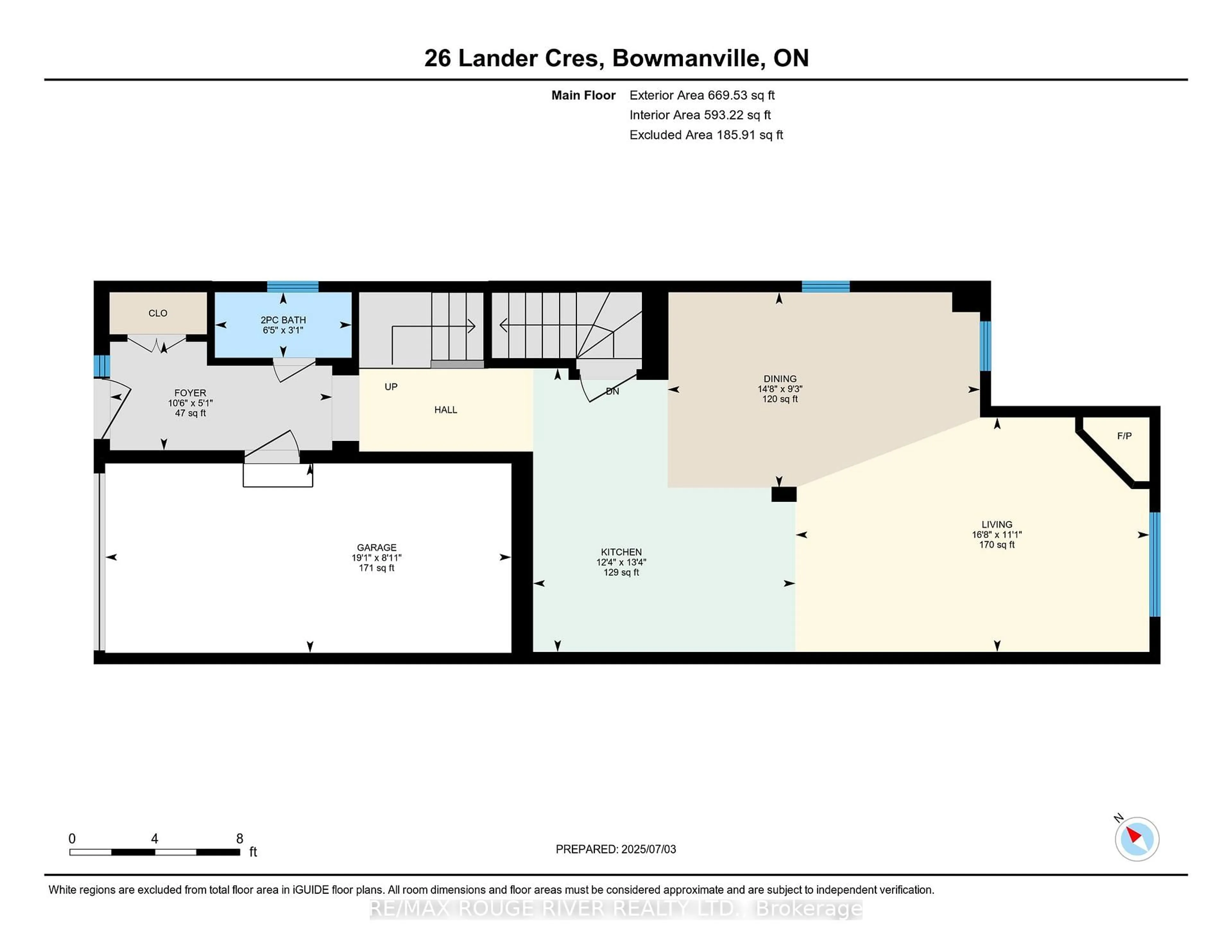 Floor plan for 26 Lander Cres, Clarington Ontario L1C 0L4