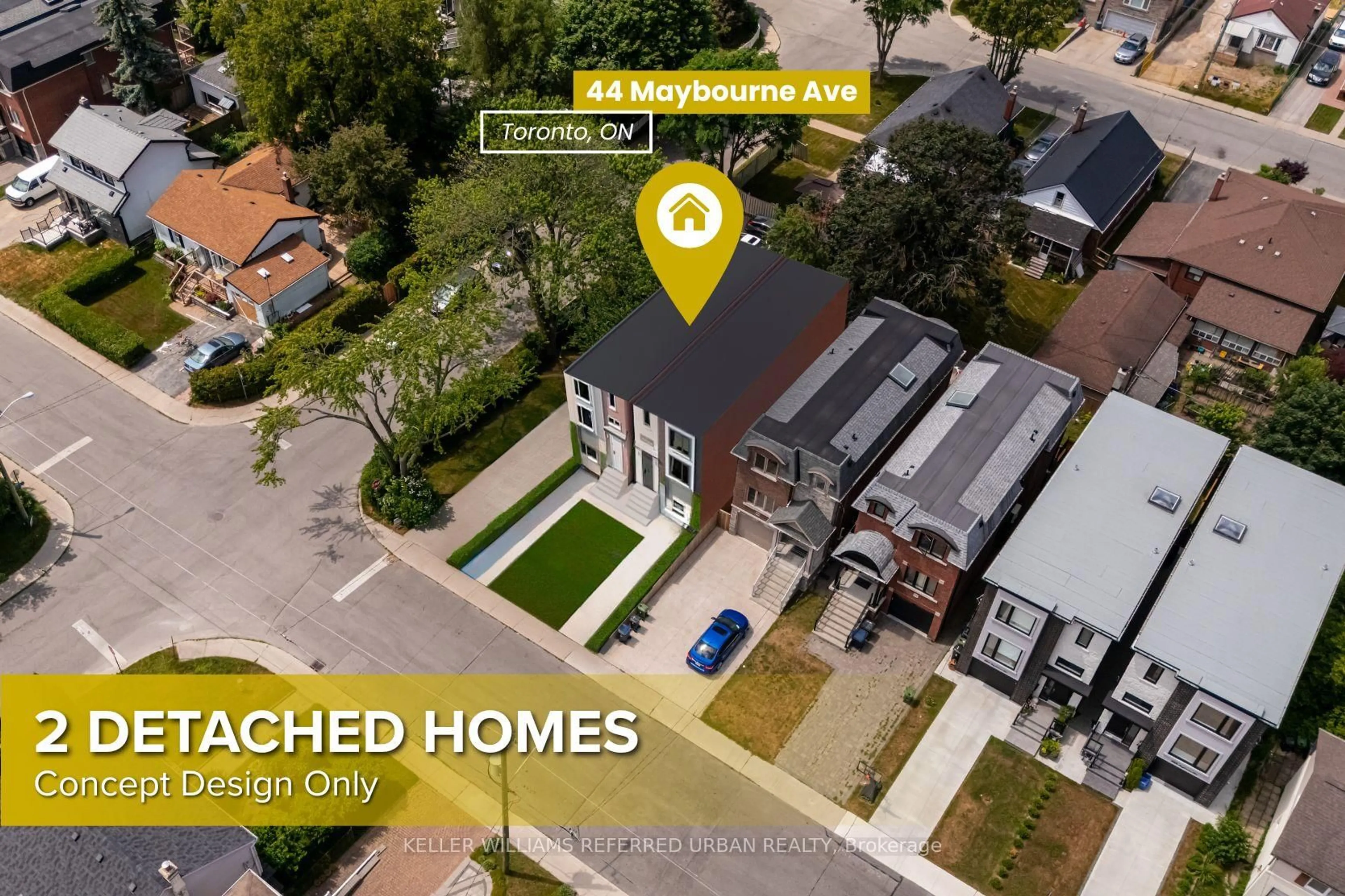 A pic from outside/outdoor area/front of a property/back of a property/a pic from drone, street for 44 Maybourne Ave, Toronto Ontario M1L 2V9