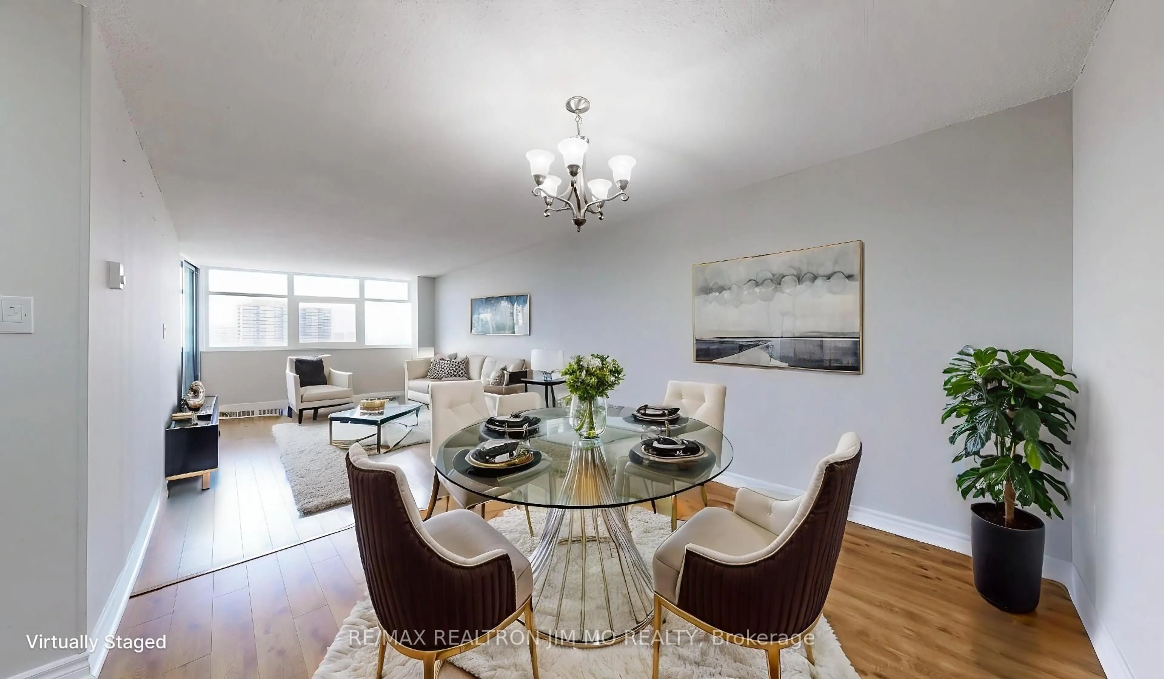 Dining room, wood/laminate floor for 100 Echo Pt #1411, Toronto Ontario M1W 2V2