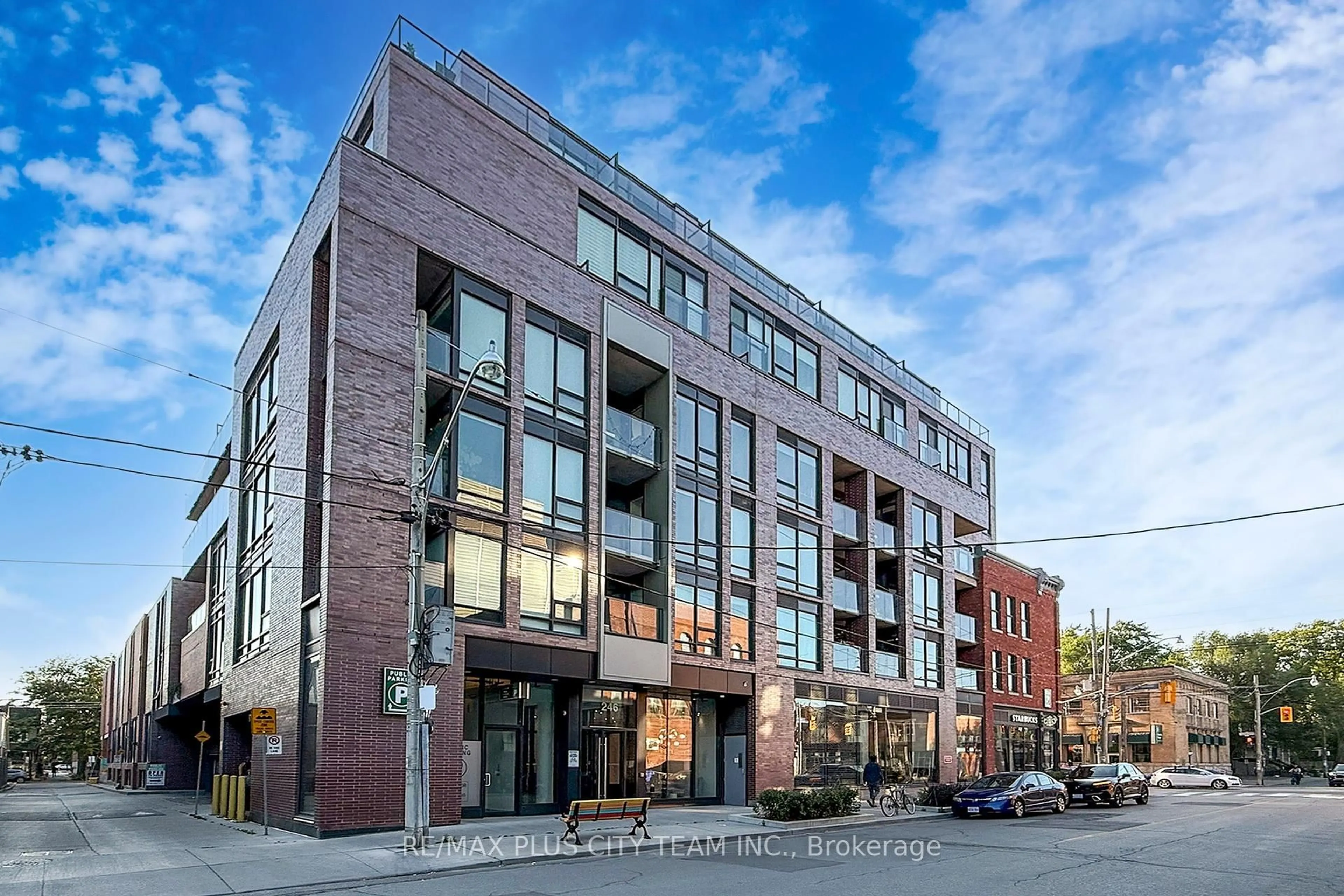 Home with brick exterior material, building for 246 Logan Ave #412, Toronto Ontario M4M 0E9