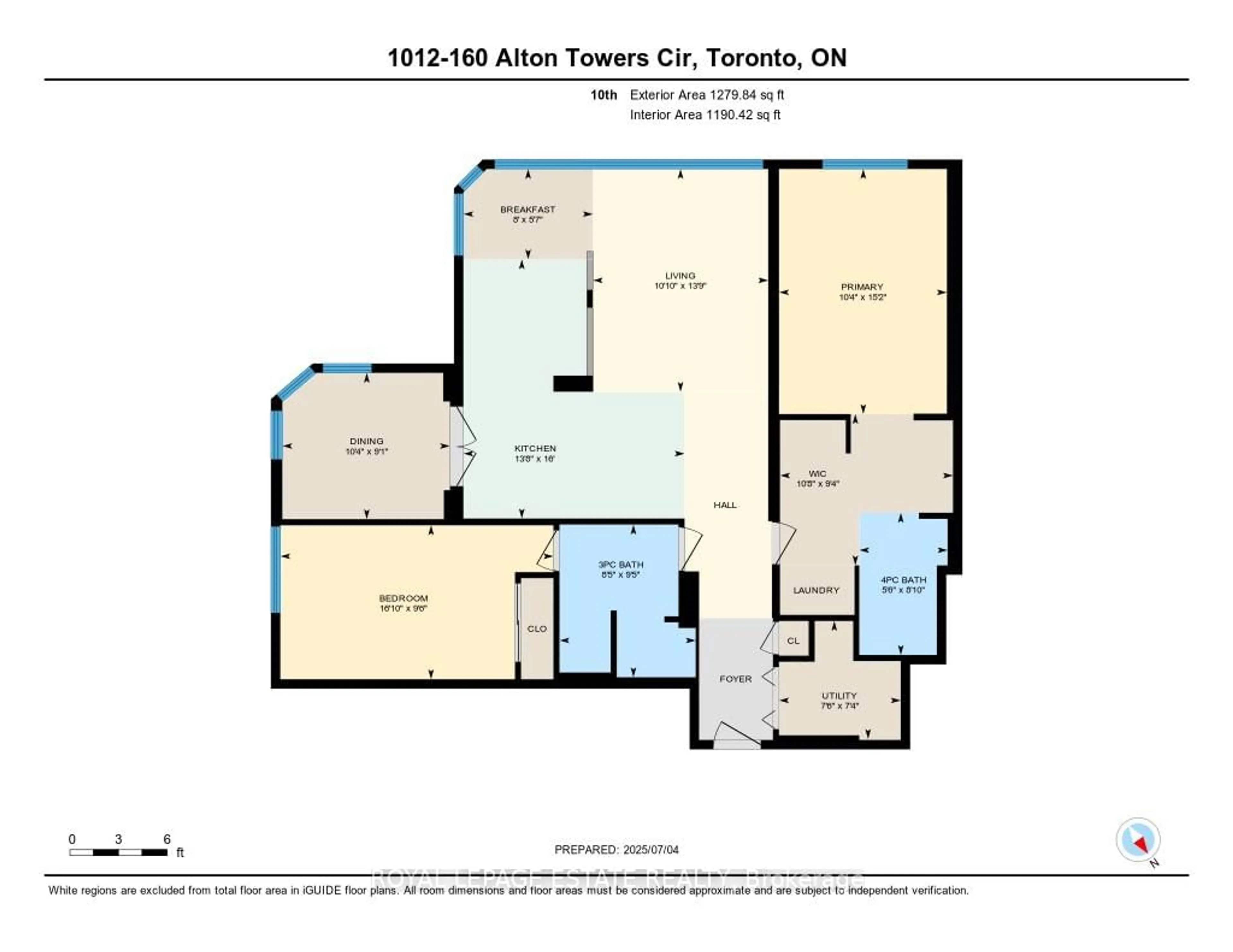 Floor plan for 160 Alton Towers Circ #1012, Toronto Ontario M1V 4X8