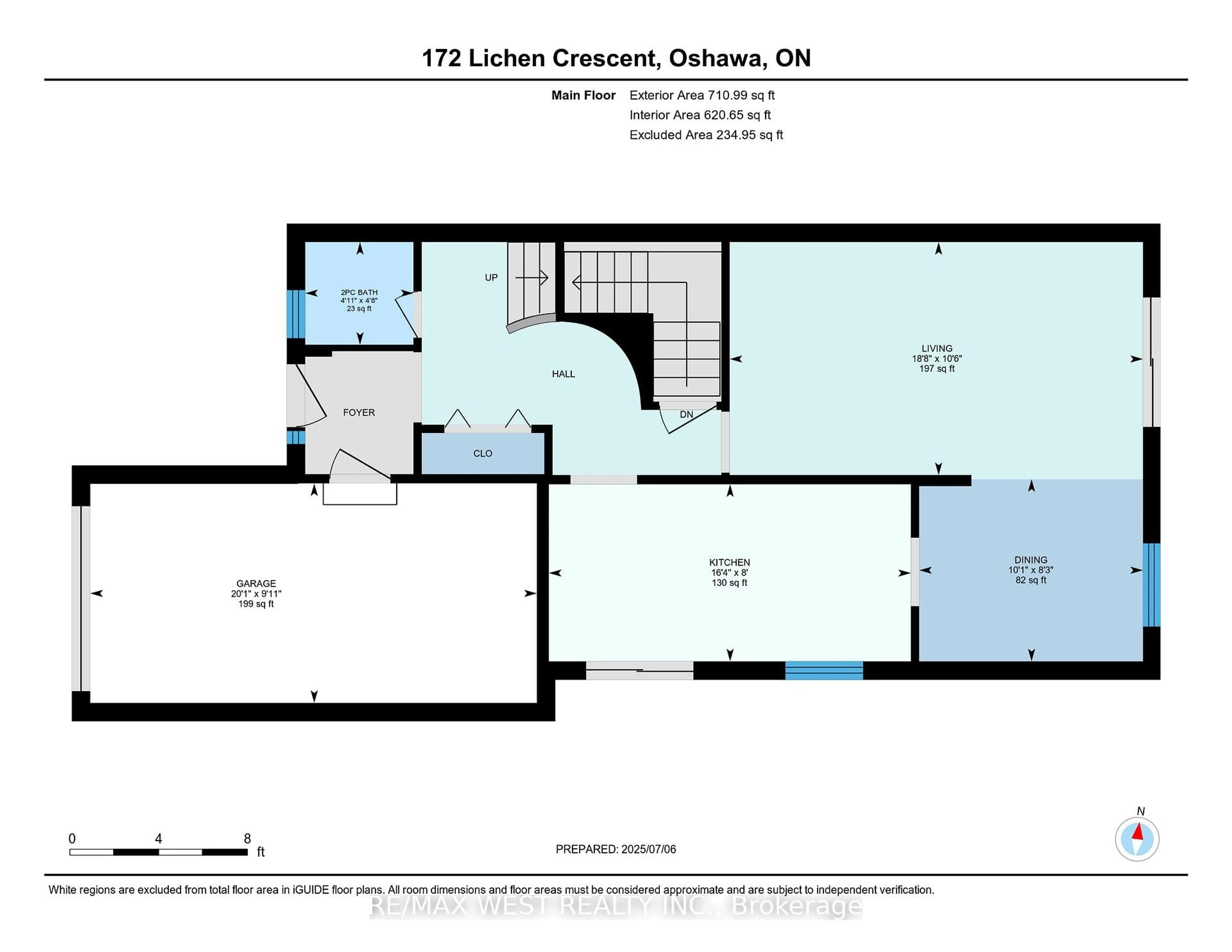 Floor plan for 172 Lichen Cres, Oshawa Ontario L1J 7Y2