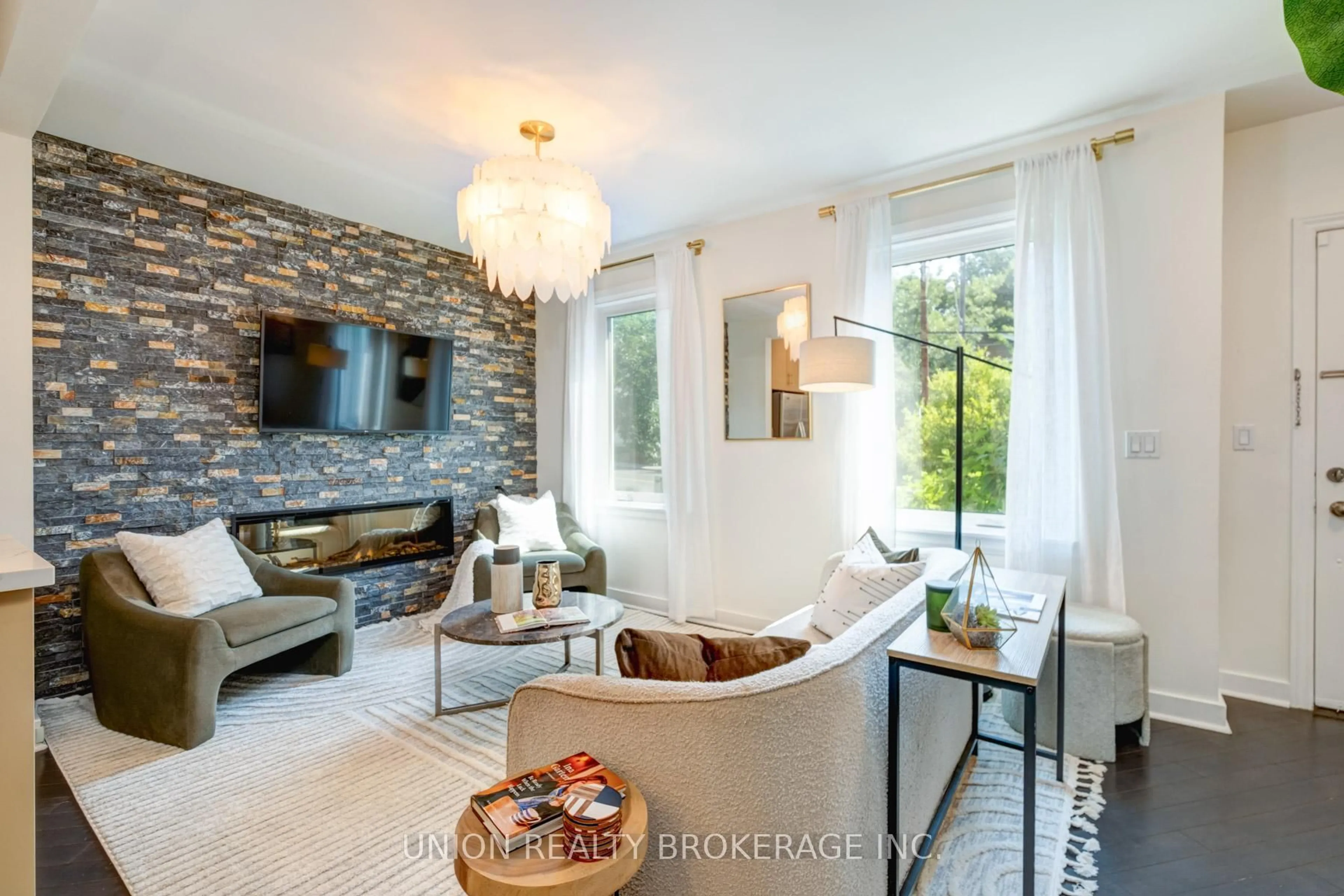 Living room with furniture, ceramic/tile floor for 412 Coxwell Ave, Toronto Ontario M4L 3B7