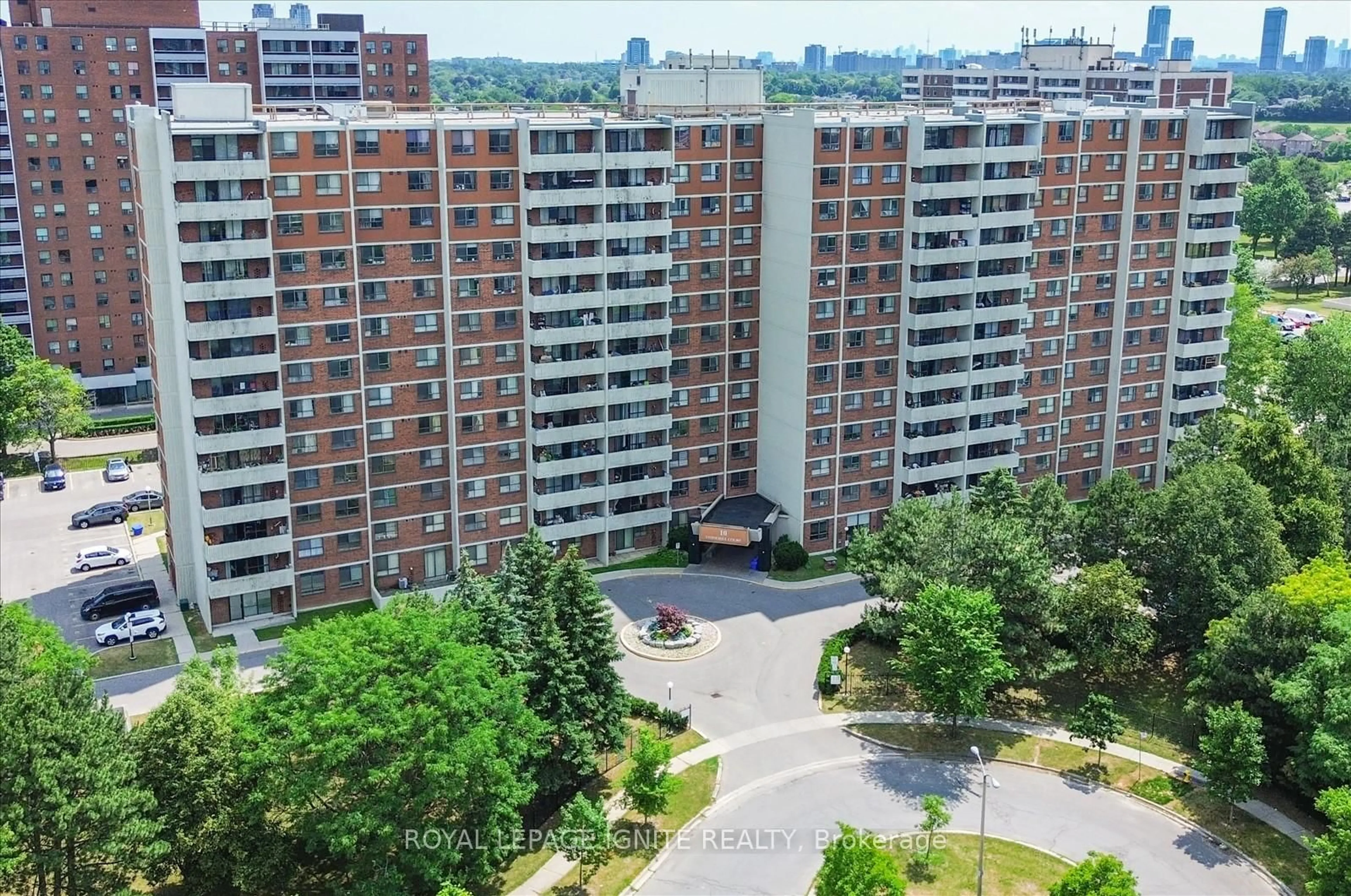 A pic from outside/outdoor area/front of a property/back of a property/a pic from drone, city buildings view from balcony for 10 Stonehill Crt #403, Toronto Ontario M1W 2X8
