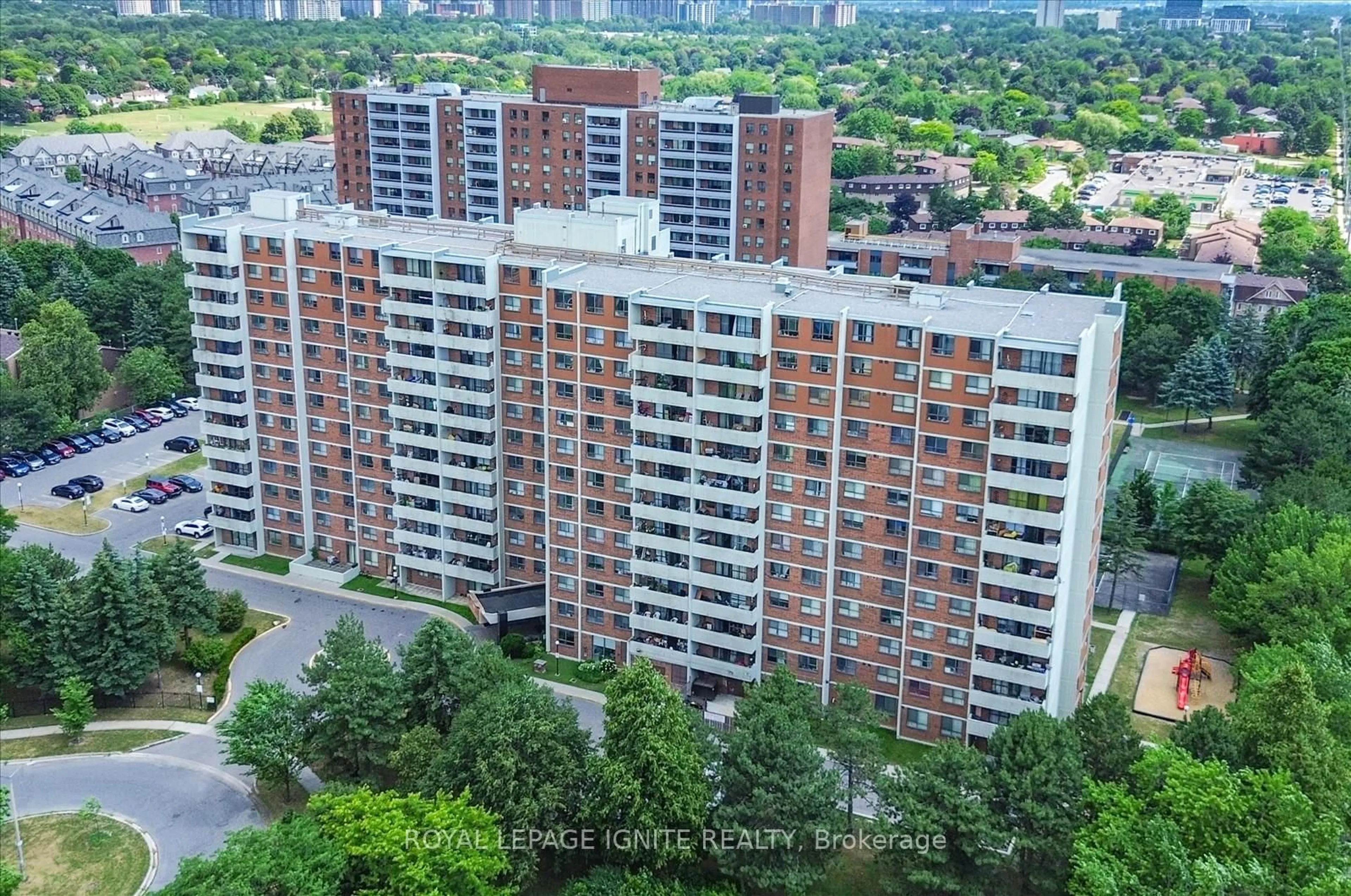 A pic from outside/outdoor area/front of a property/back of a property/a pic from drone, city buildings view from balcony for 10 Stonehill Crt #403, Toronto Ontario M1W 2X8