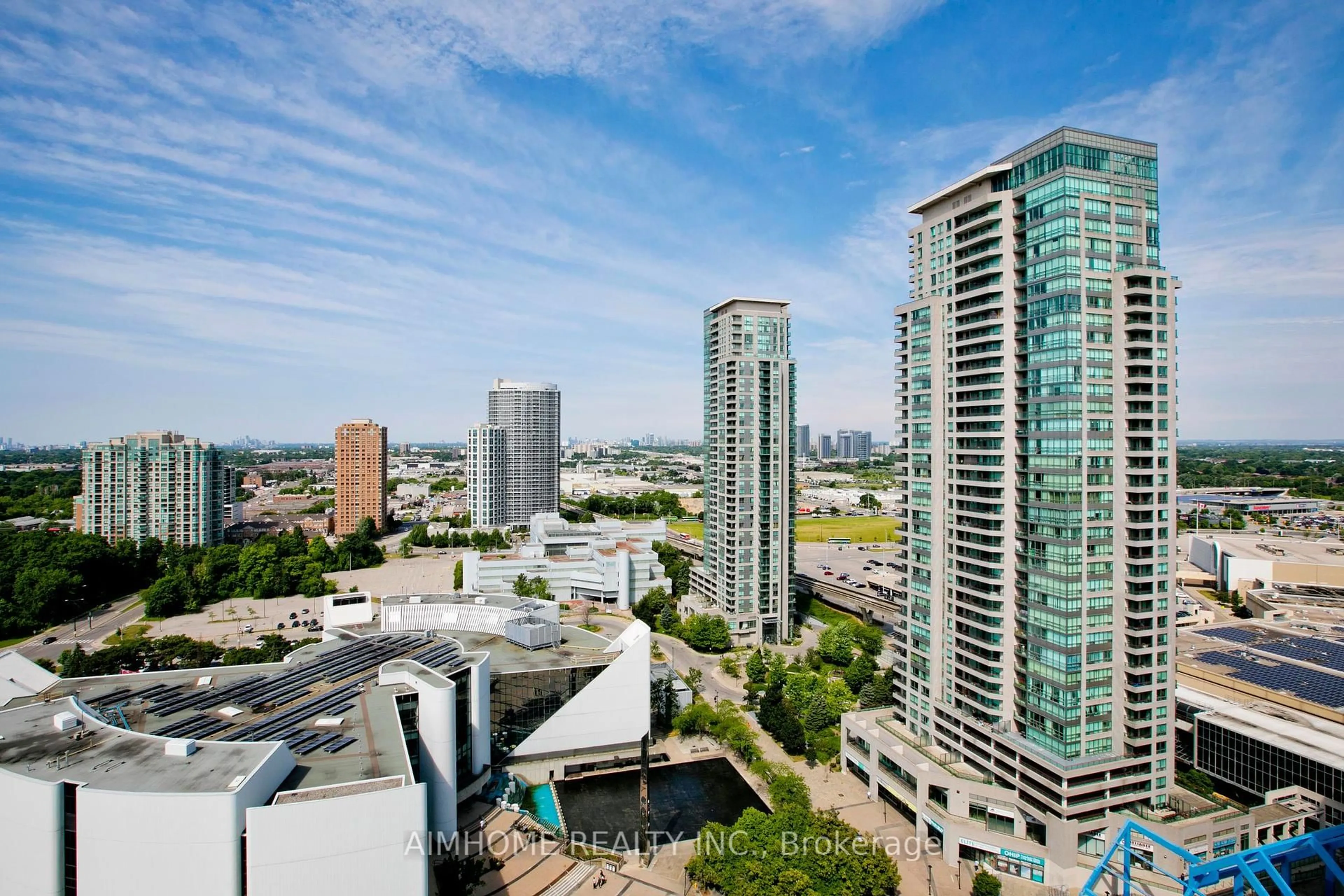 A pic from outside/outdoor area/front of a property/back of a property/a pic from drone, city buildings view from balcony for 60 Town Centre Crt #2402, Toronto Ontario M1P 0B1
