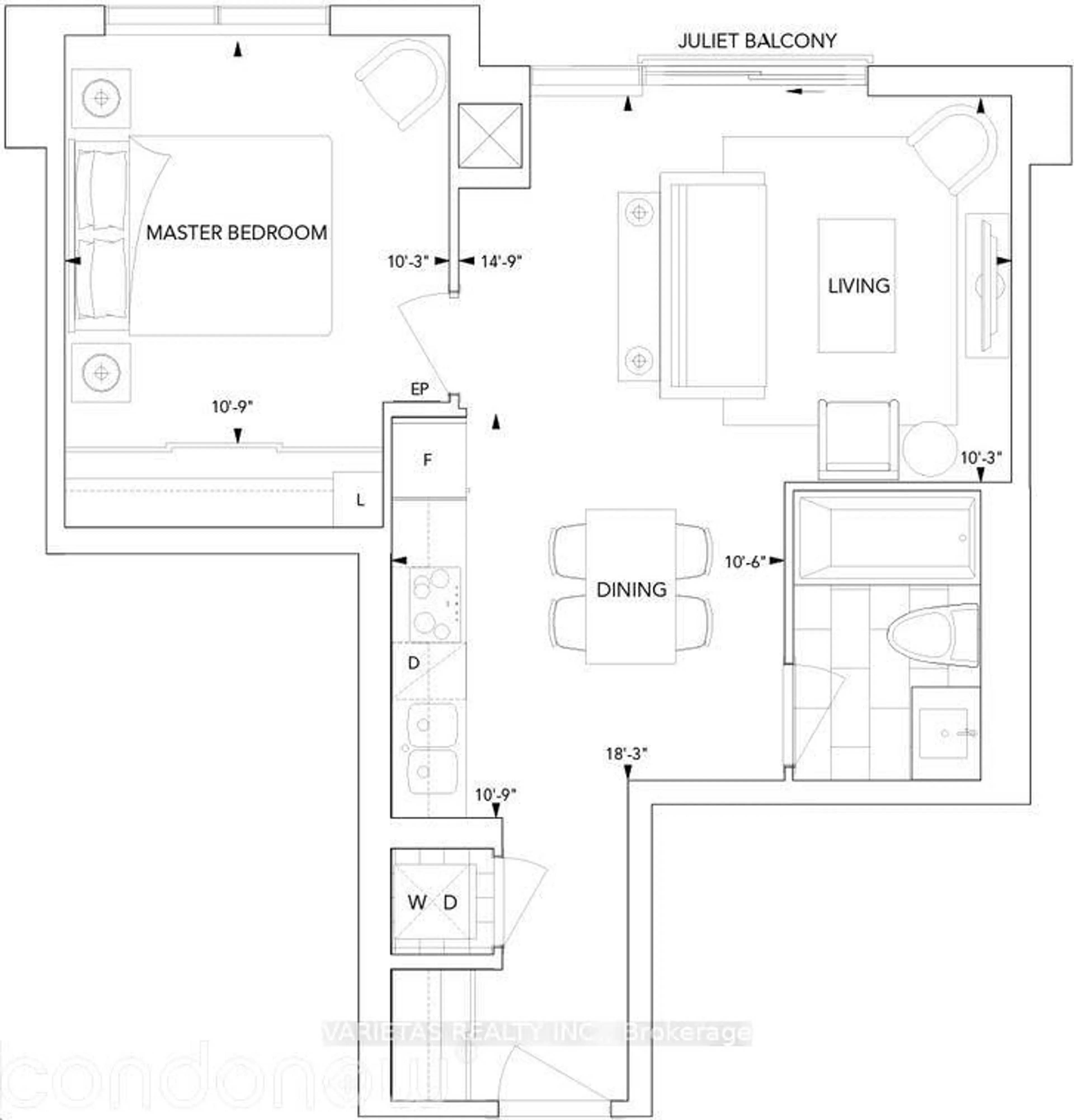 Floor plan for 275 Village Green Sq #1321, Toronto Ontario M1S 0L8