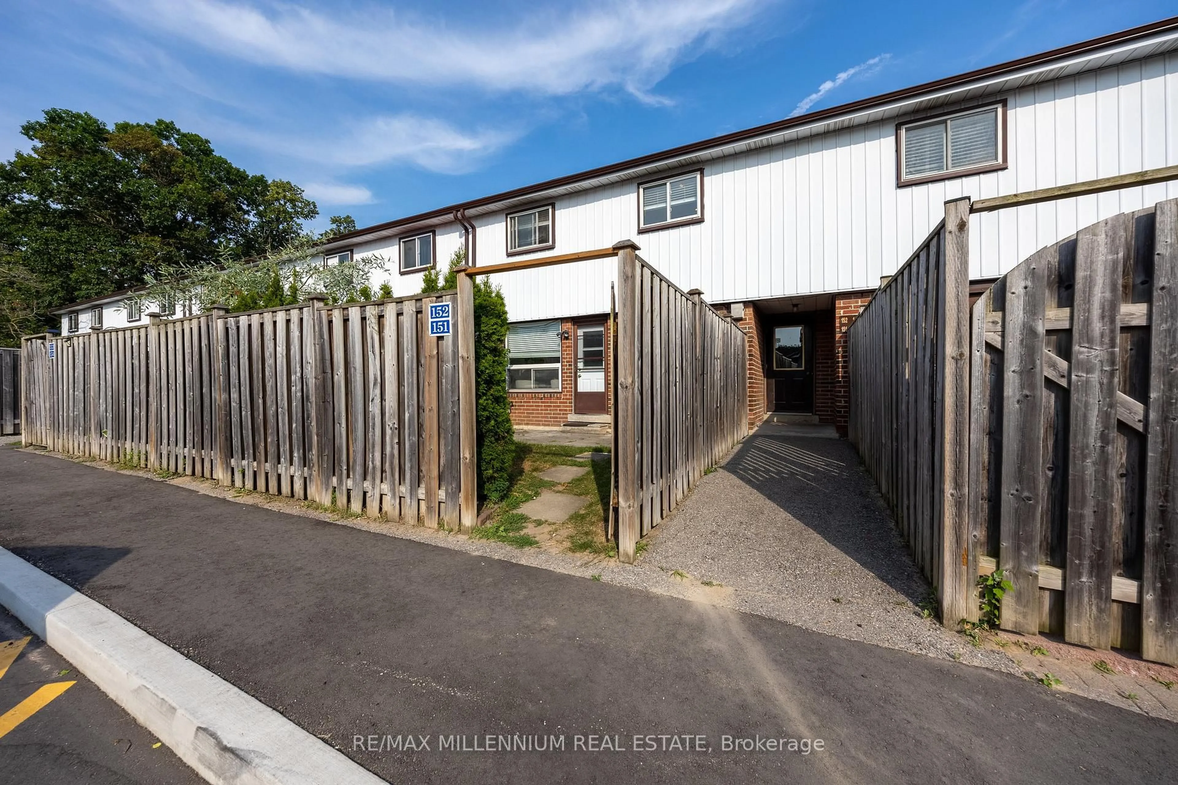 A pic from outside/outdoor area/front of a property/back of a property/a pic from drone, street for 120 Nonquon Rd #151, Oshawa Ontario L1G 7E6