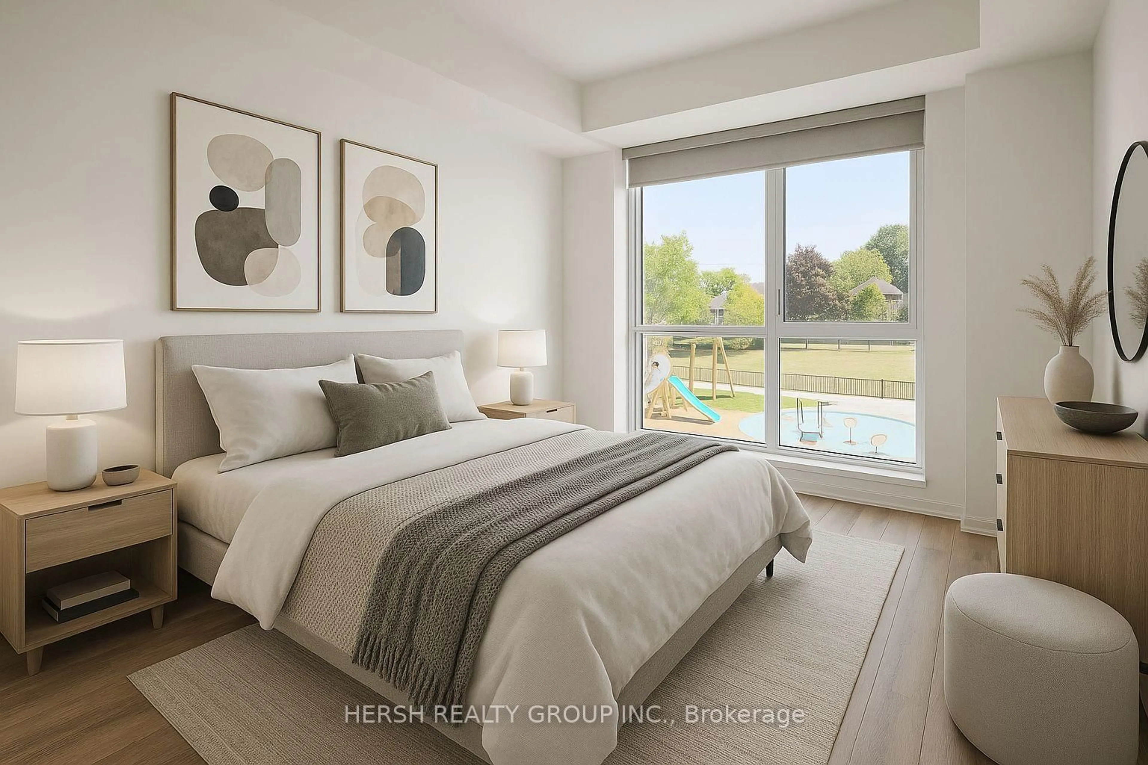 Bedroom with bed, unknown for 10 Meadowglen Pl #208, Toronto Ontario M1G 0A8
