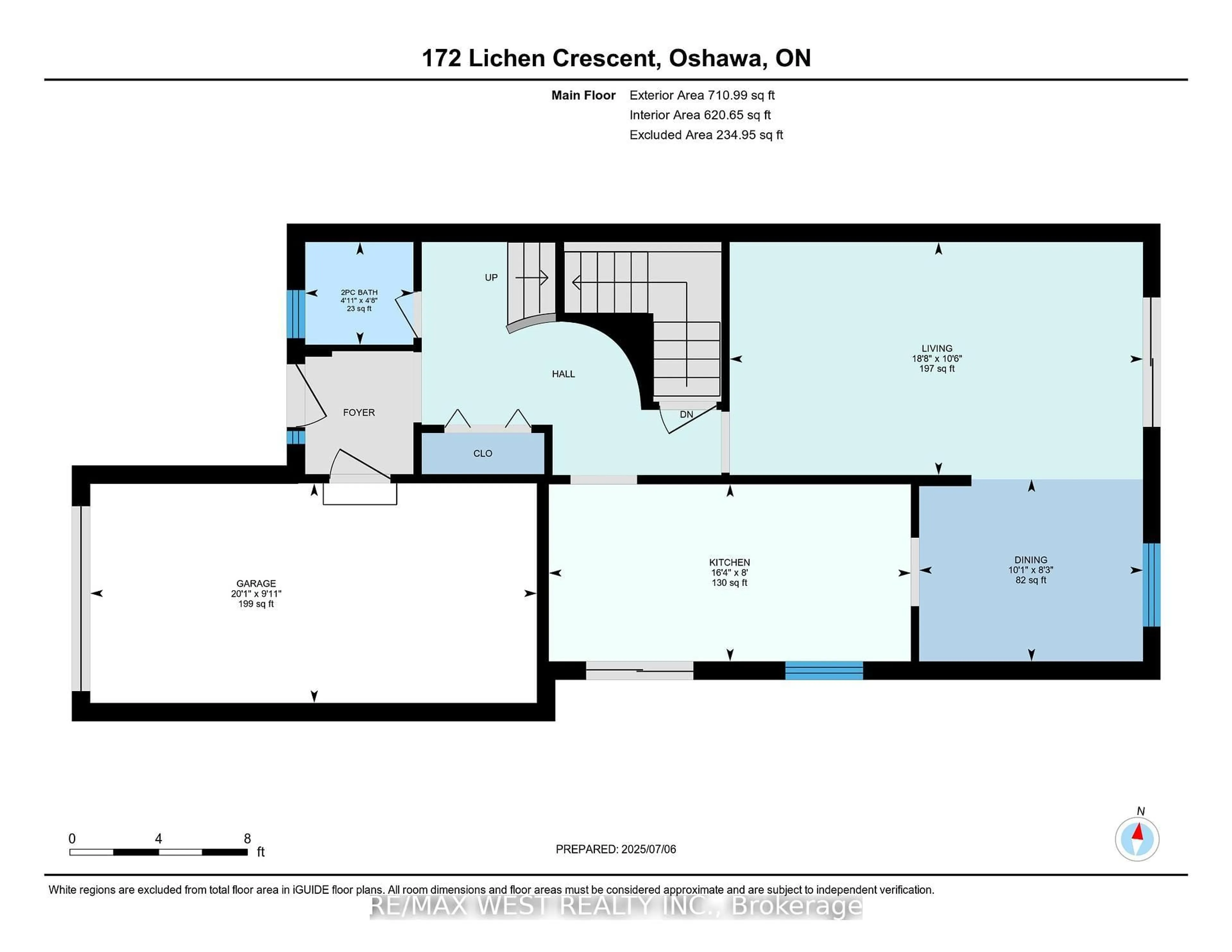 Floor plan for 172 Lichen Cres, Oshawa Ontario L1J 7Y2