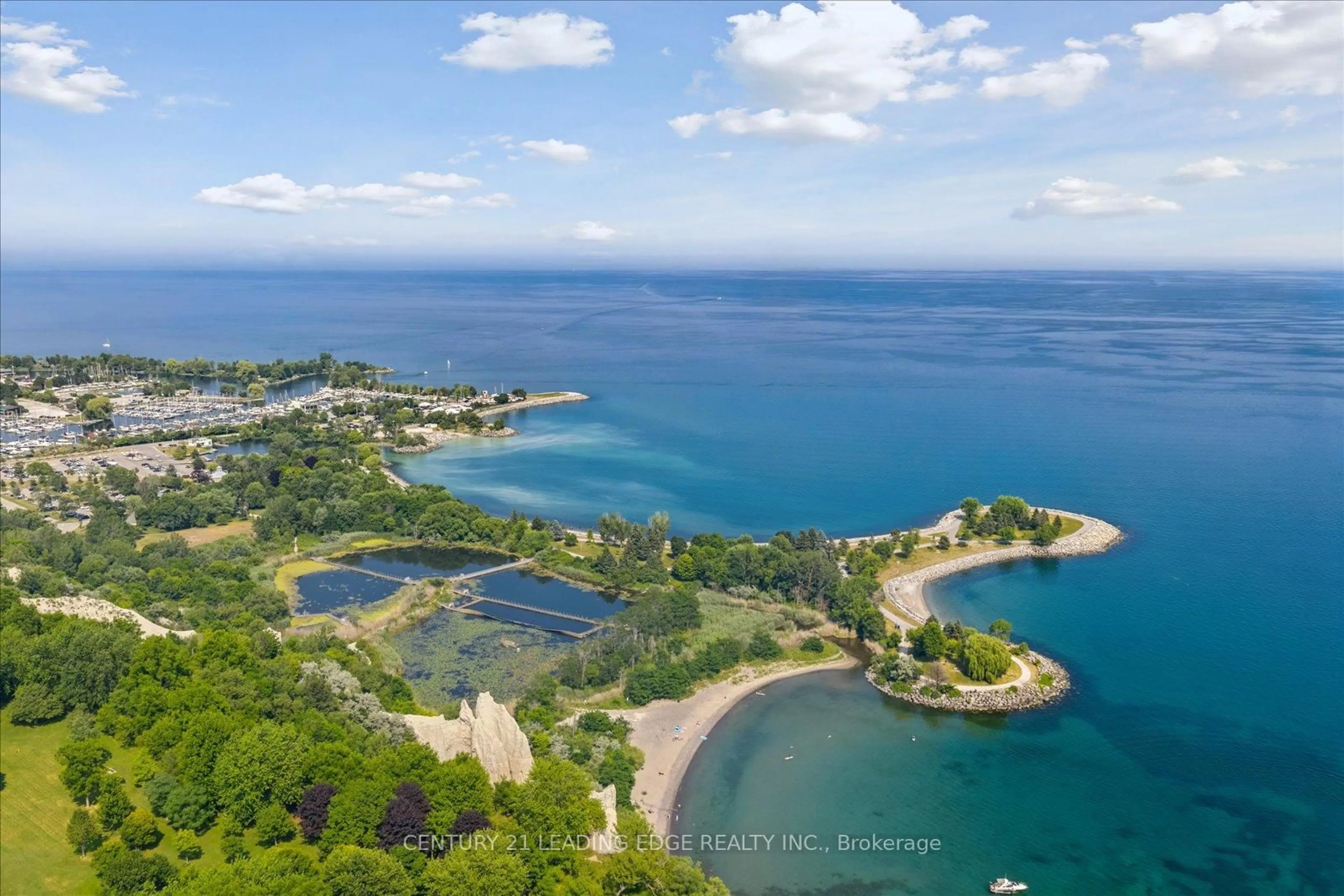 A pic from outside/outdoor area/front of a property/back of a property/a pic from drone, water/lake/river/ocean view for 3 Latham Ave, Toronto Ontario M1N 1M7